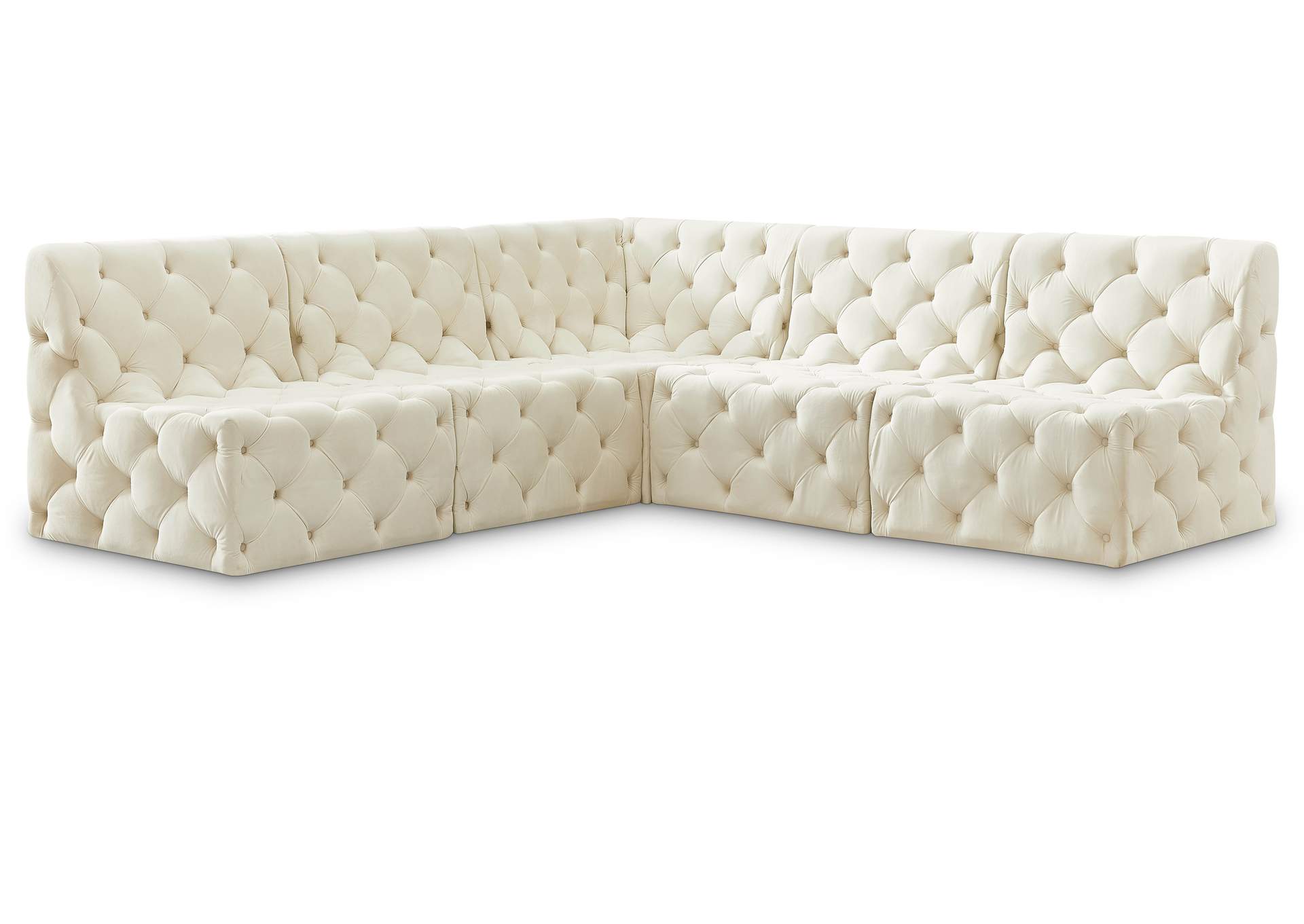 Tuft Cream Velvet Modular Sectional,Meridian Furniture