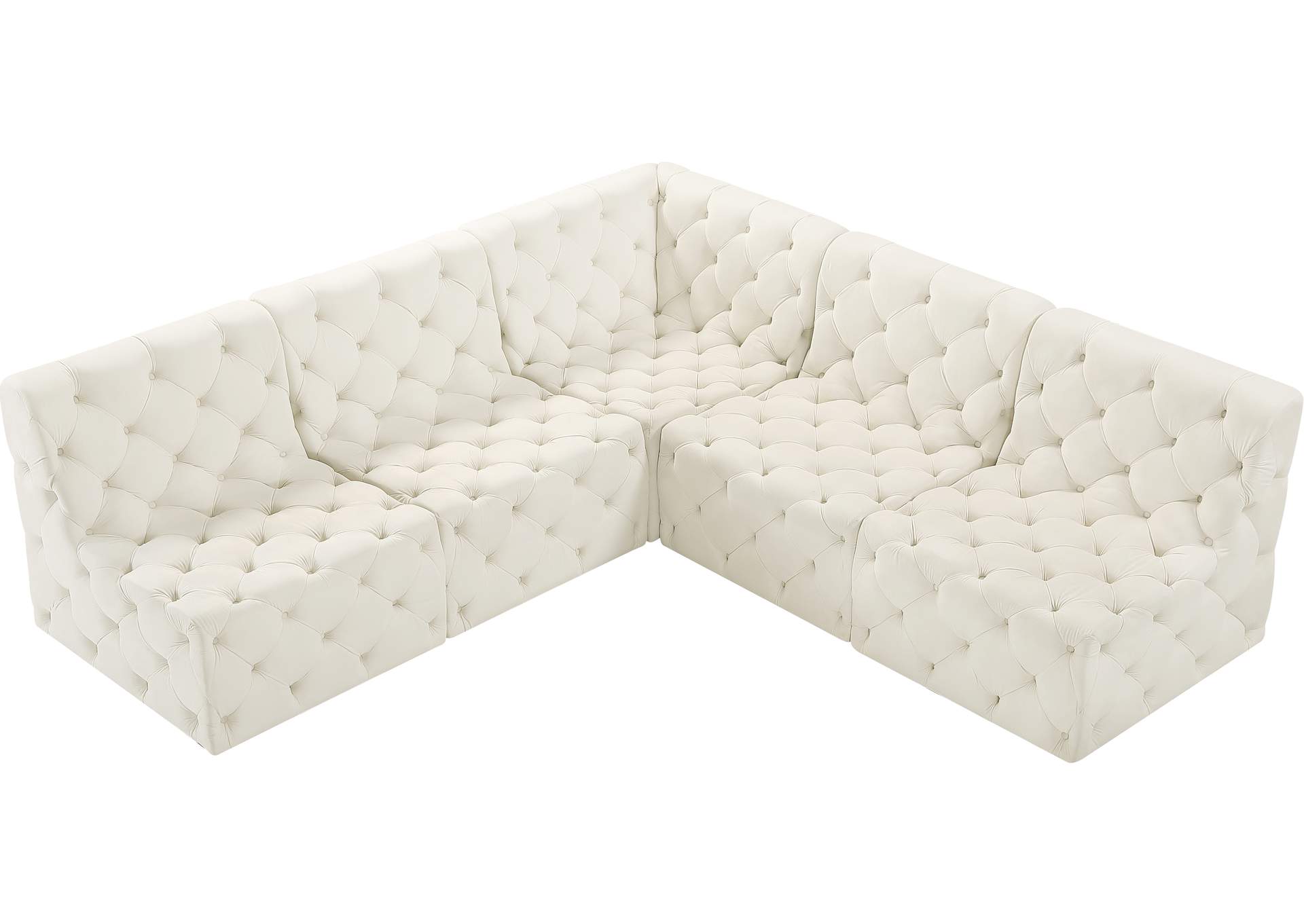 Tuft Cream Velvet Modular Sectional,Meridian Furniture