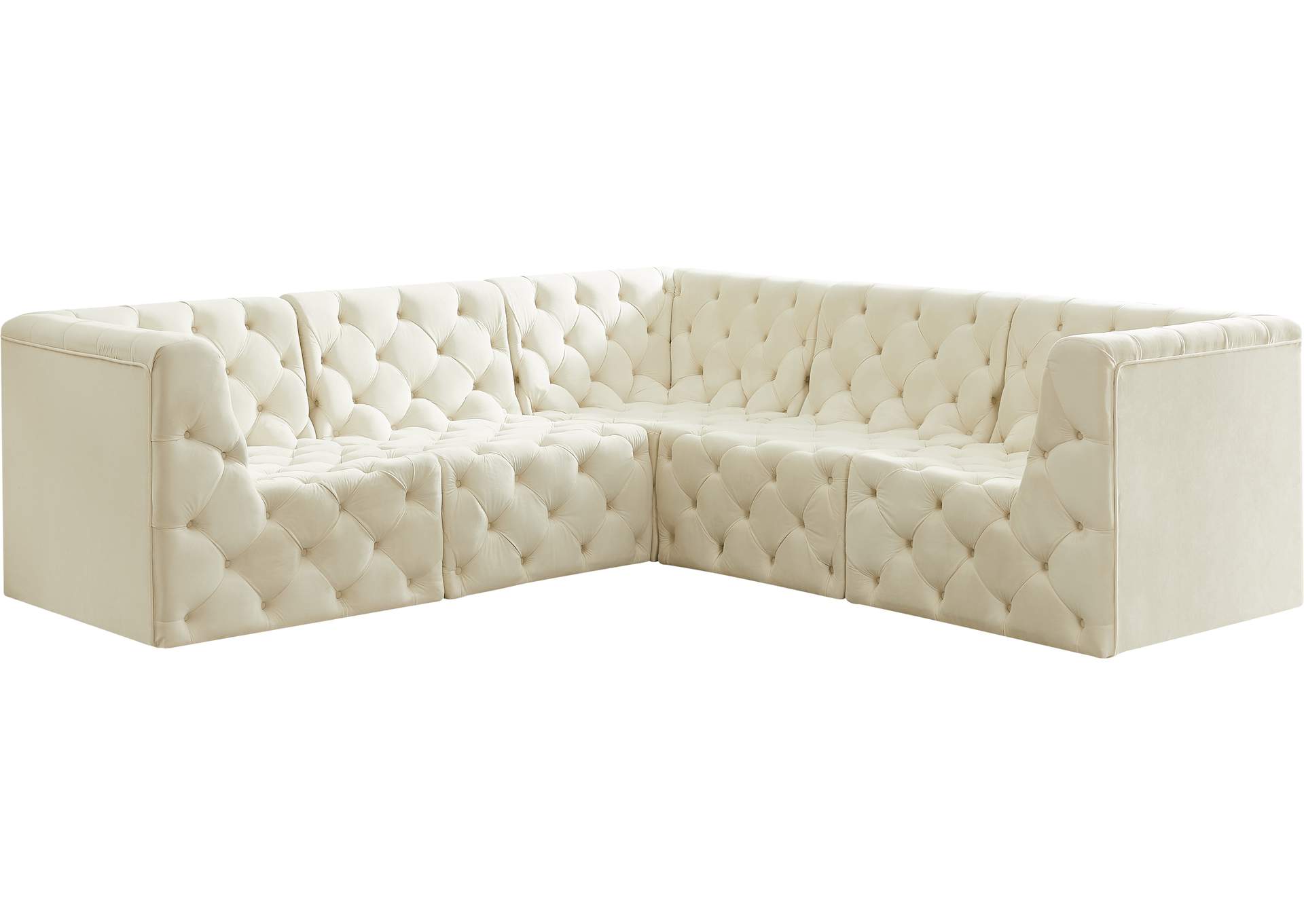 Tuft Cream Velvet Modular Sectional,Meridian Furniture