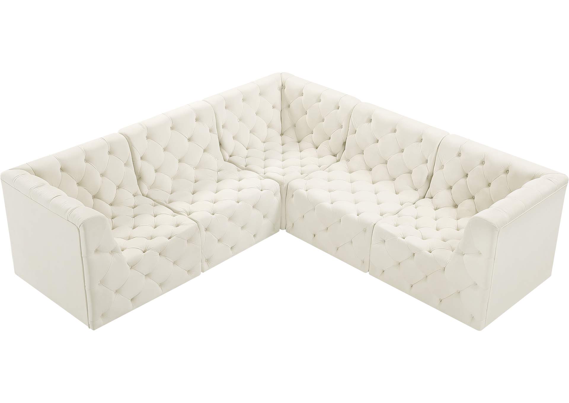 Tuft Cream Velvet Modular Sectional,Meridian Furniture