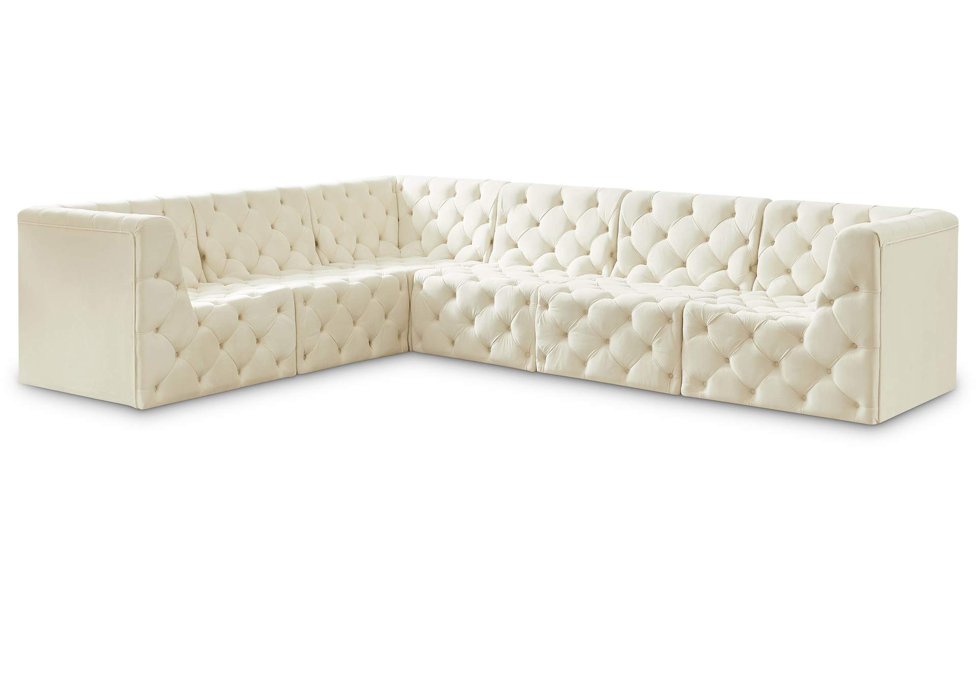 Tuft Cream Velvet Modular Sectional,Meridian Furniture