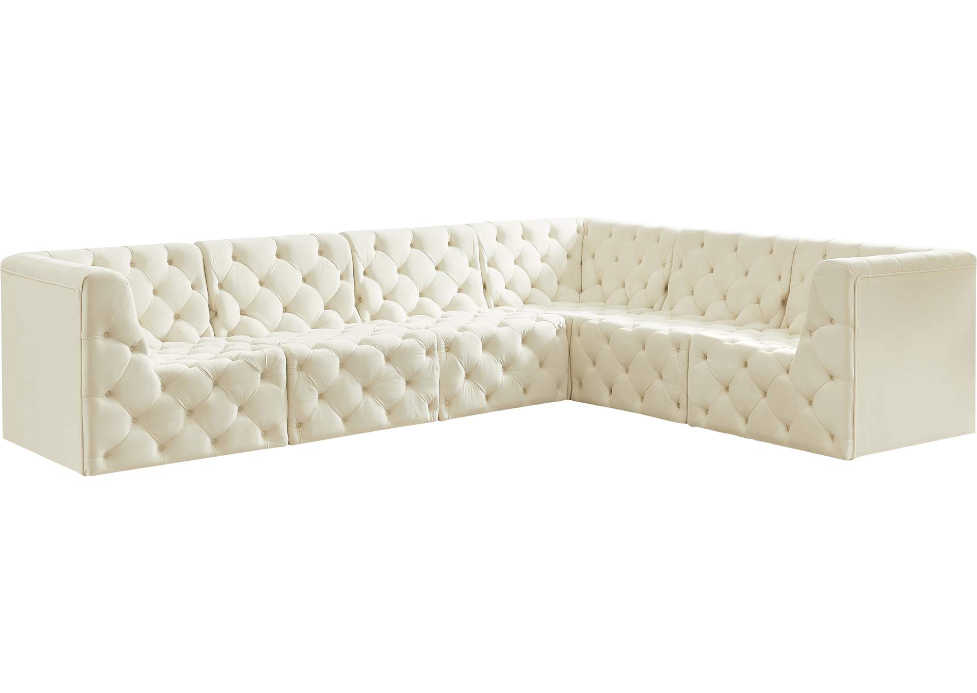 Tuft Cream Velvet Modular Sectional,Meridian Furniture