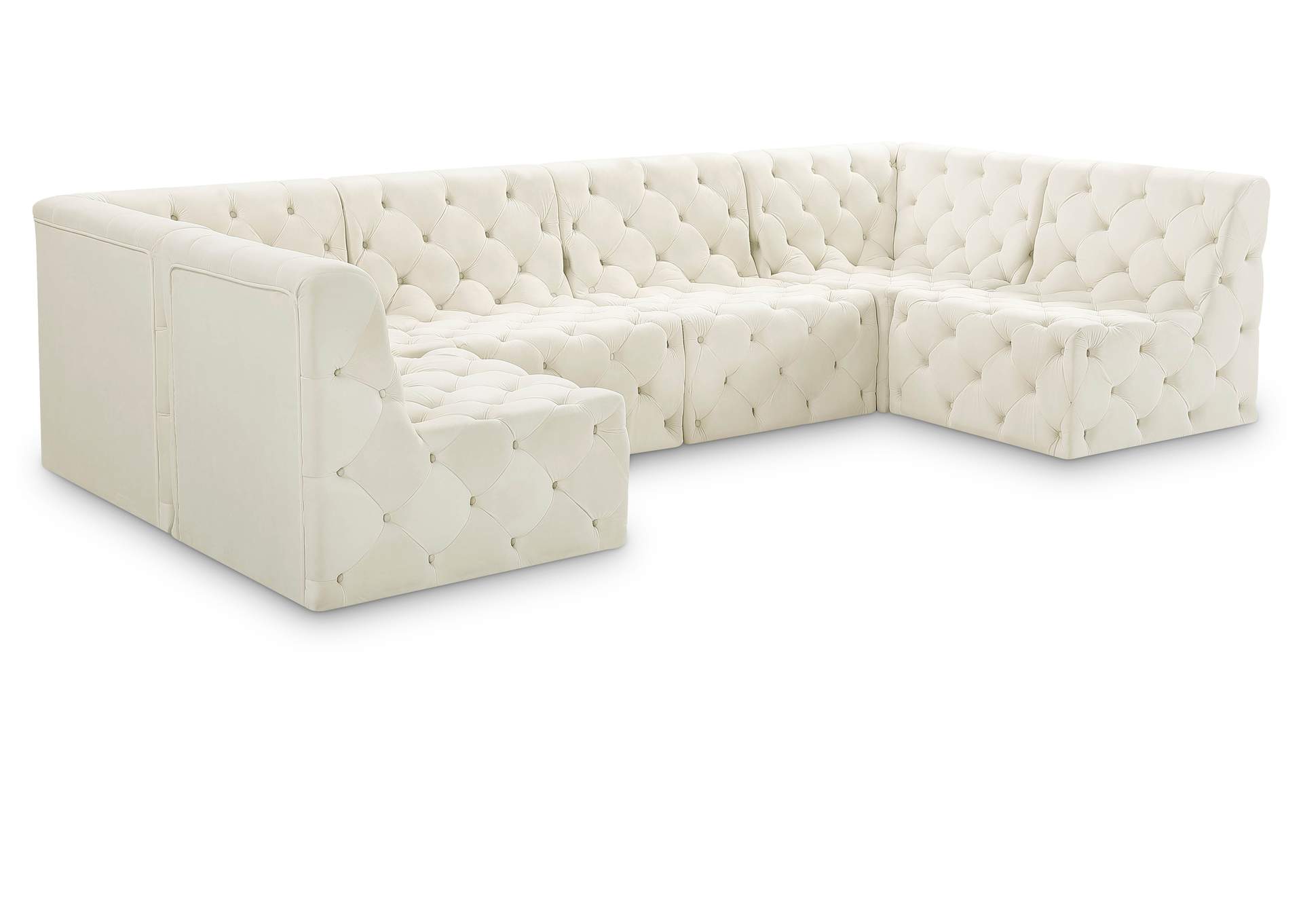 Tuft Cream Velvet Modular Sectional,Meridian Furniture