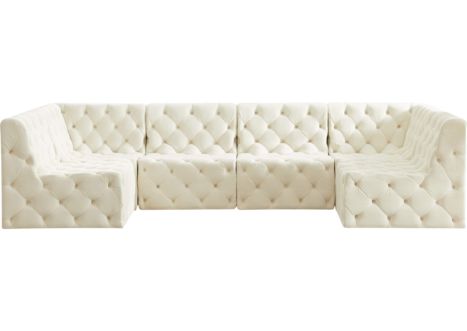 Tuft Cream Velvet Modular Sectional,Meridian Furniture