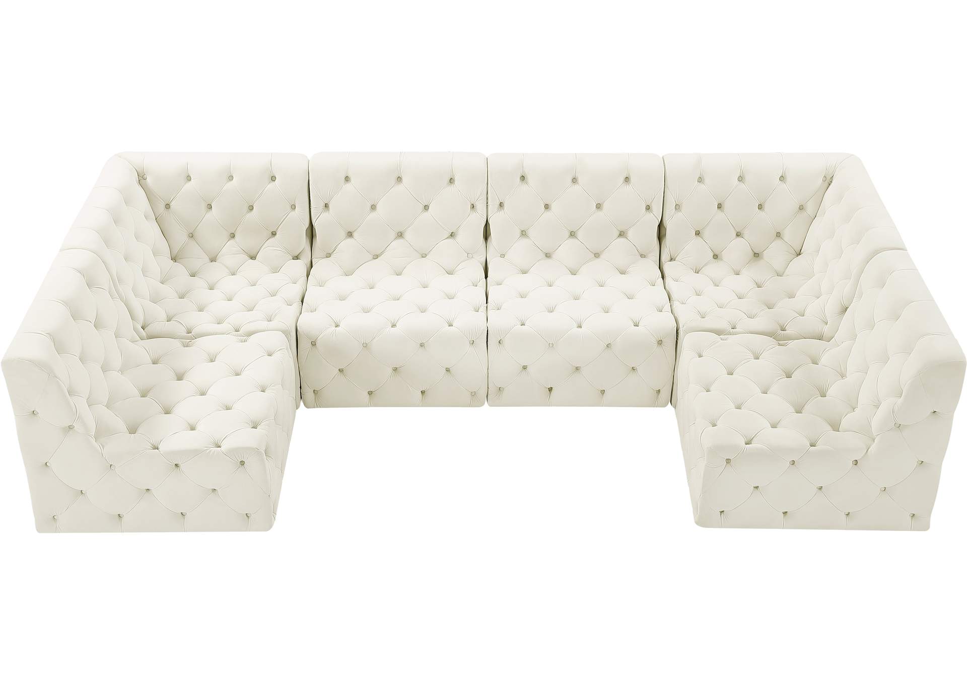 Tuft Cream Velvet Modular Sectional,Meridian Furniture