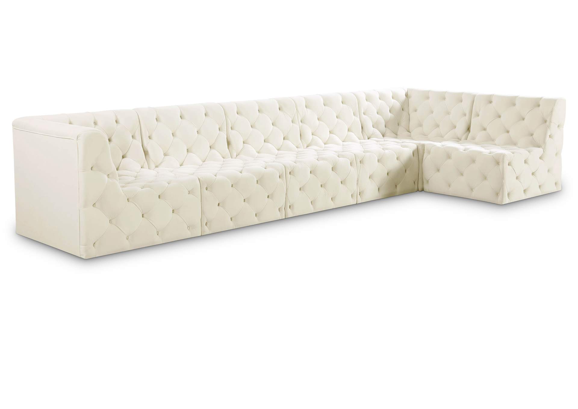 Tuft Cream Velvet Modular Sectional,Meridian Furniture