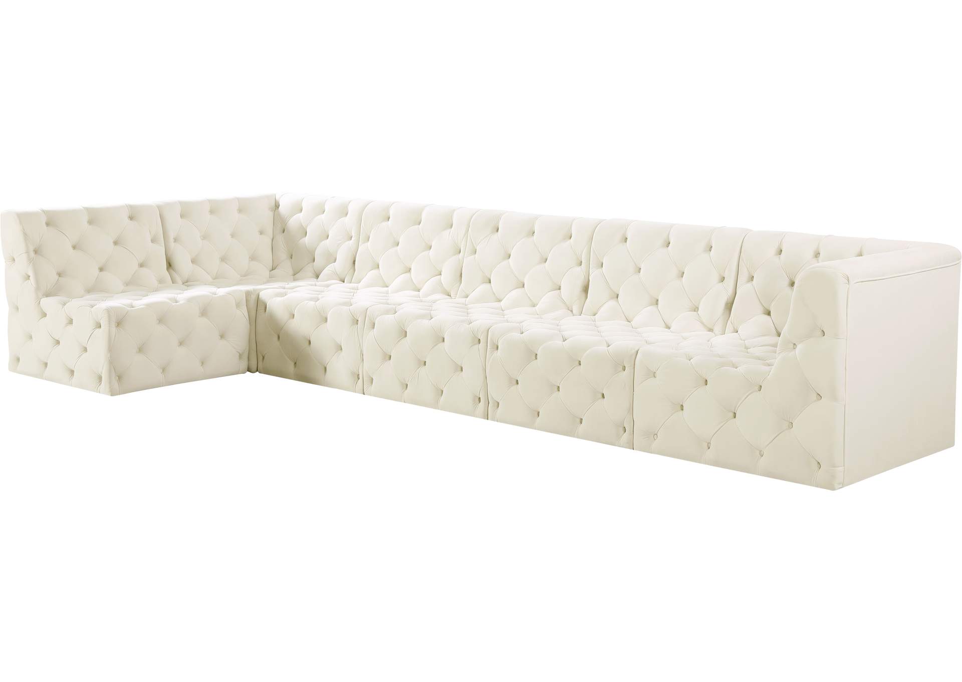 Tuft Cream Velvet Modular Sectional,Meridian Furniture