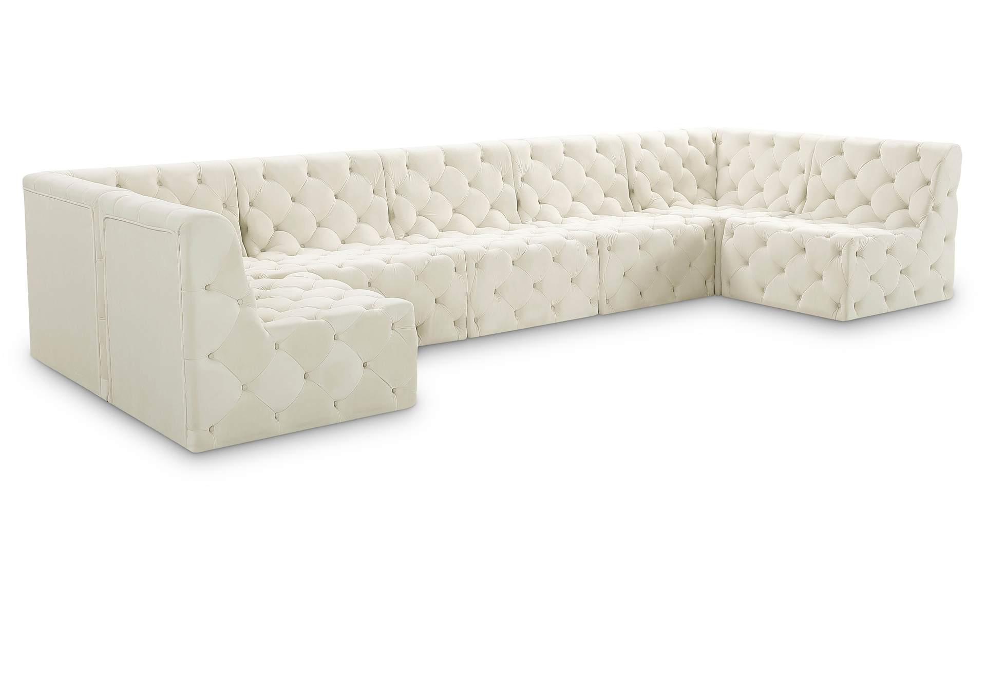 Tuft Cream Velvet Modular Sectional,Meridian Furniture