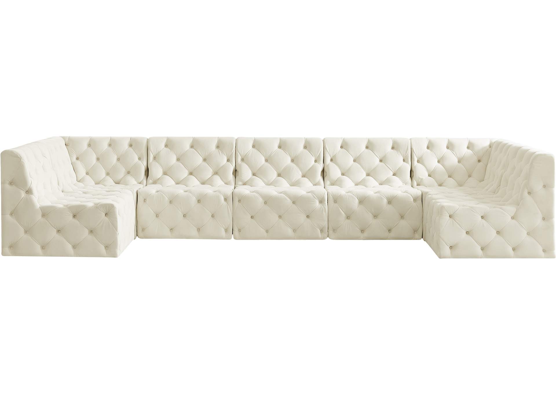 Tuft Cream Velvet Modular Sectional,Meridian Furniture