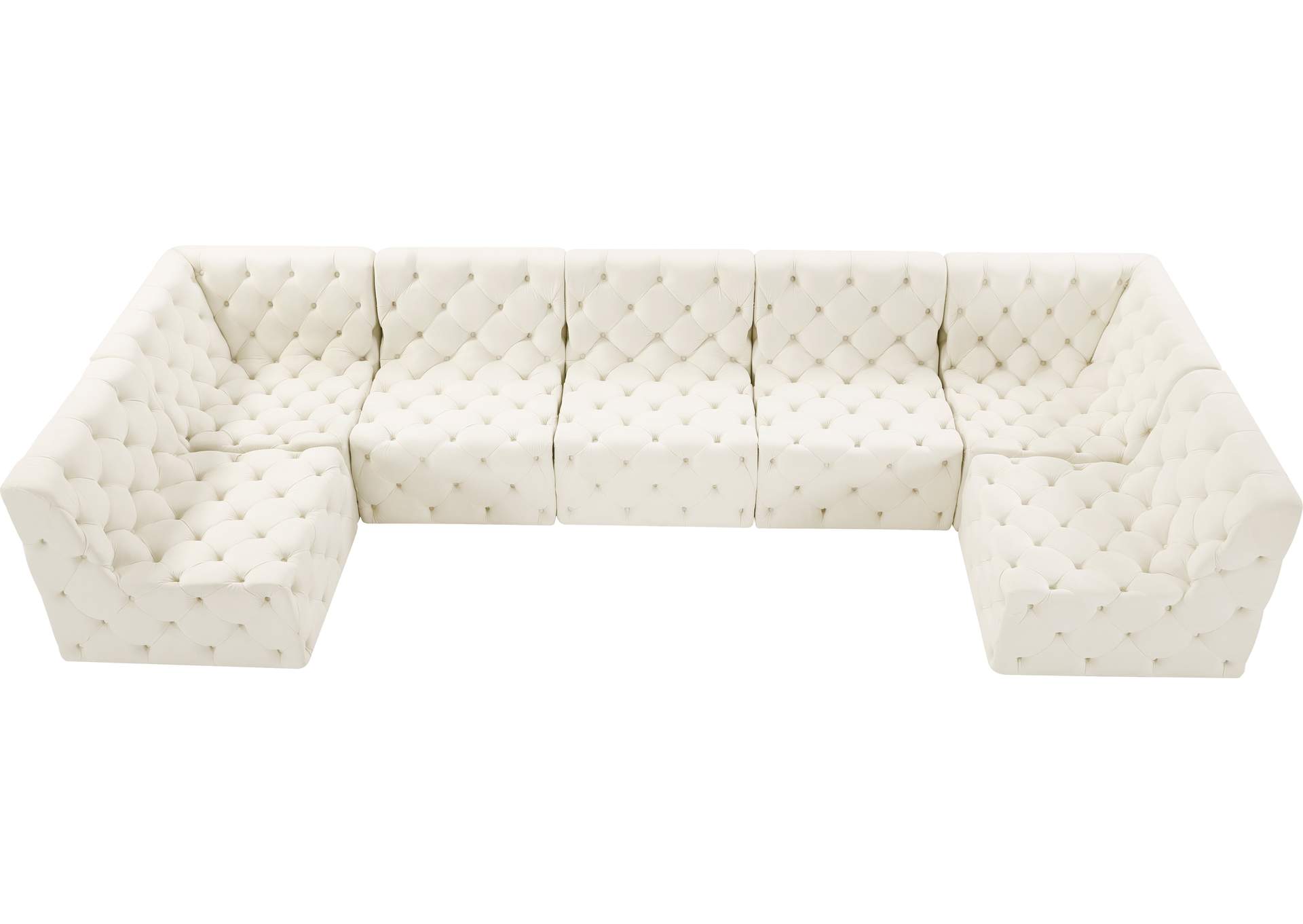 Tuft Cream Velvet Modular Sectional,Meridian Furniture