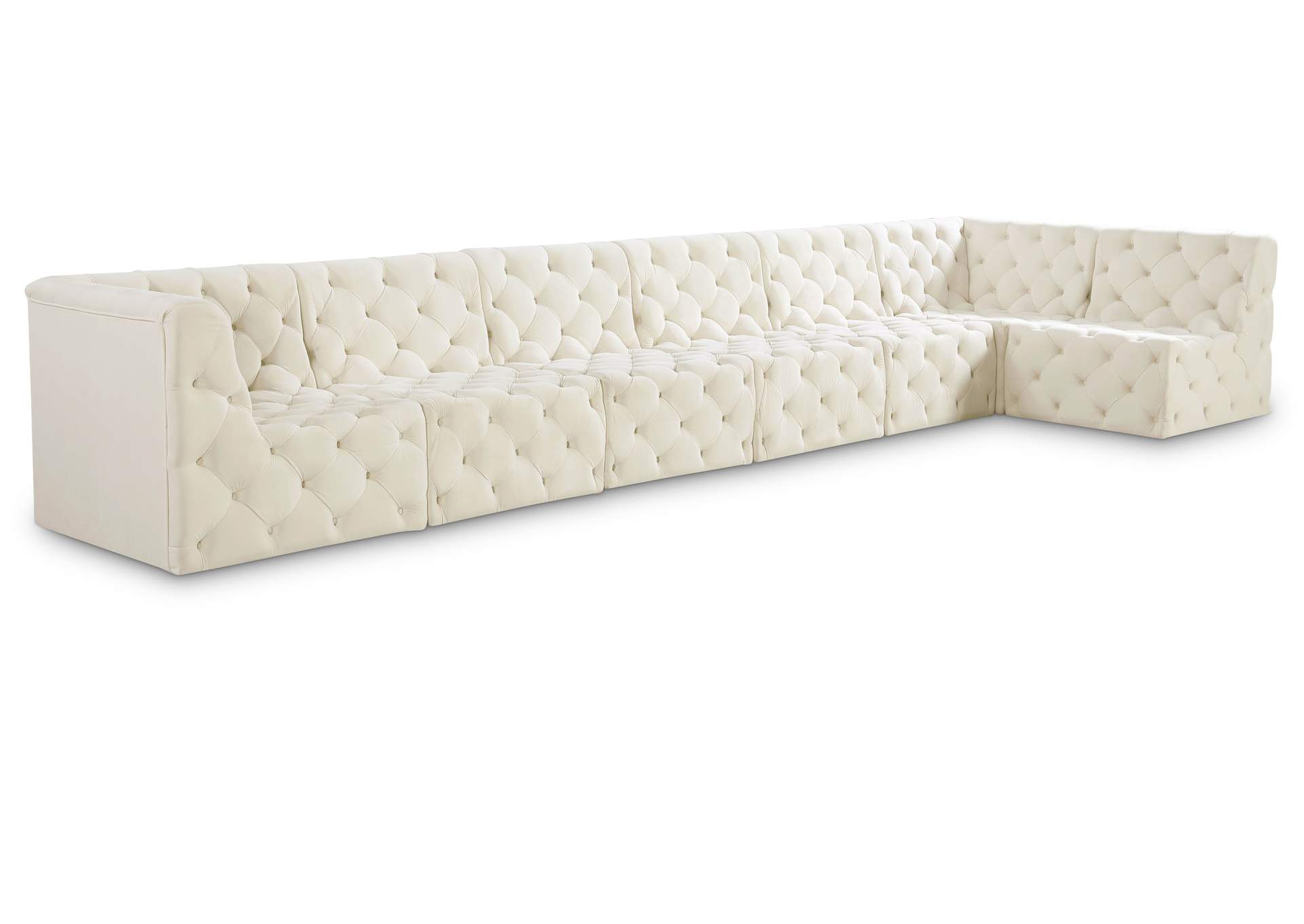 Tuft Cream Velvet Modular Sectional,Meridian Furniture