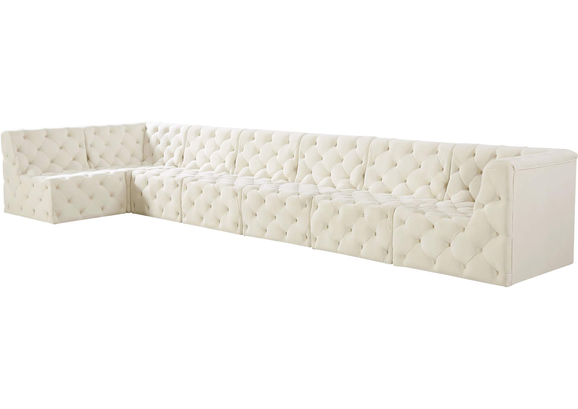 Tuft Cream Velvet Modular Sectional,Meridian Furniture