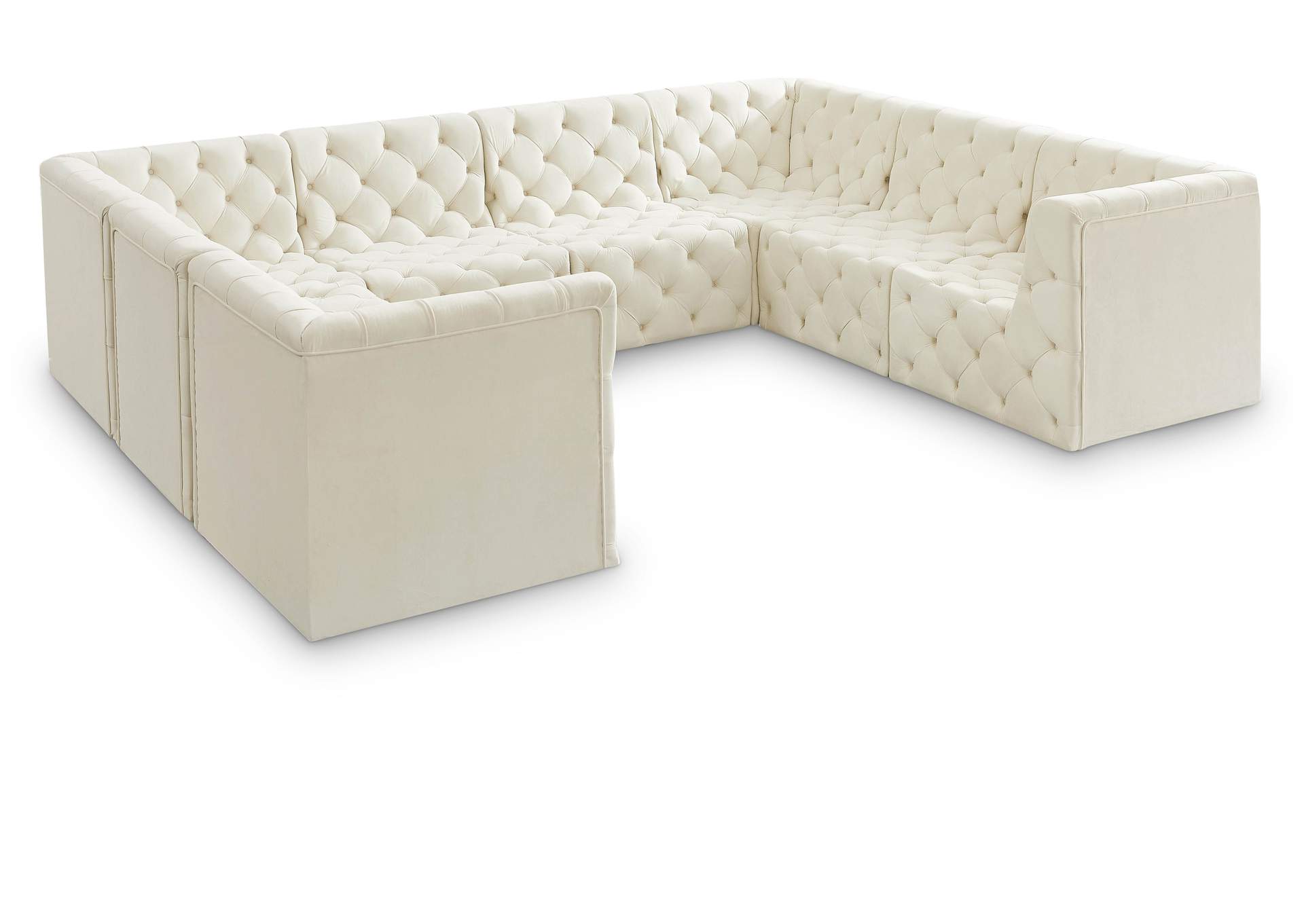 Tuft Cream Velvet Modular Sectional,Meridian Furniture