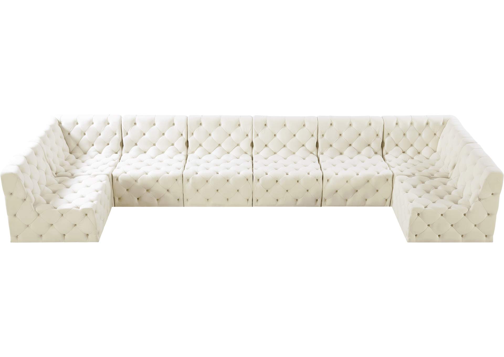 Tuft Cream Velvet Modular Sectional,Meridian Furniture