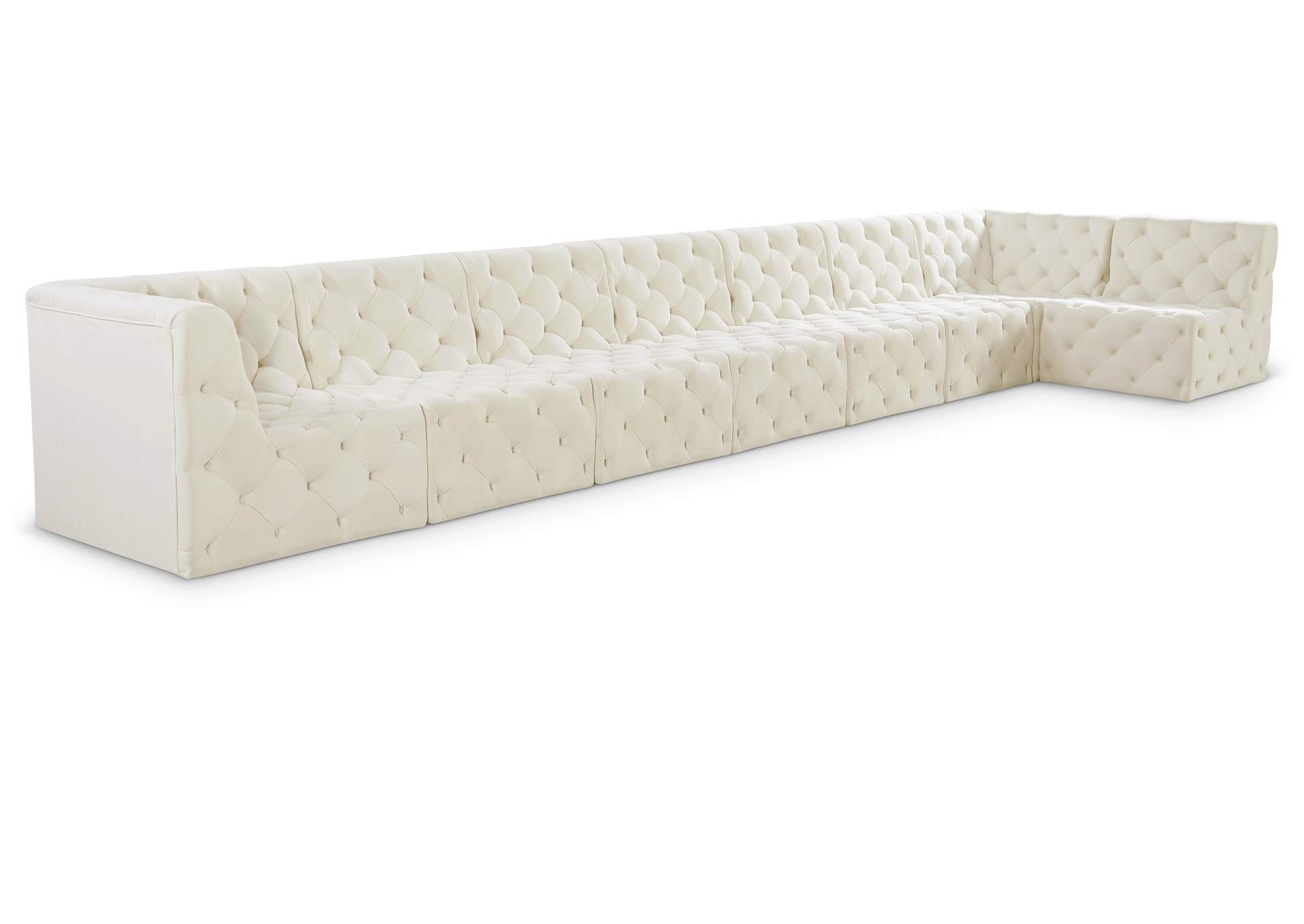 Tuft Cream Velvet Modular Sectional,Meridian Furniture