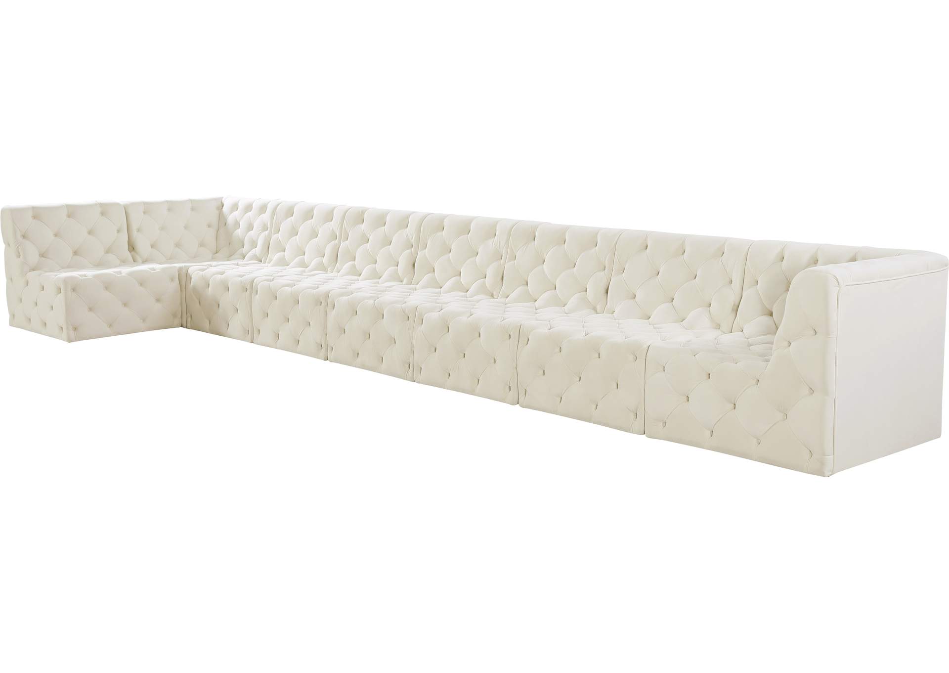 Tuft Cream Velvet Modular Sectional,Meridian Furniture