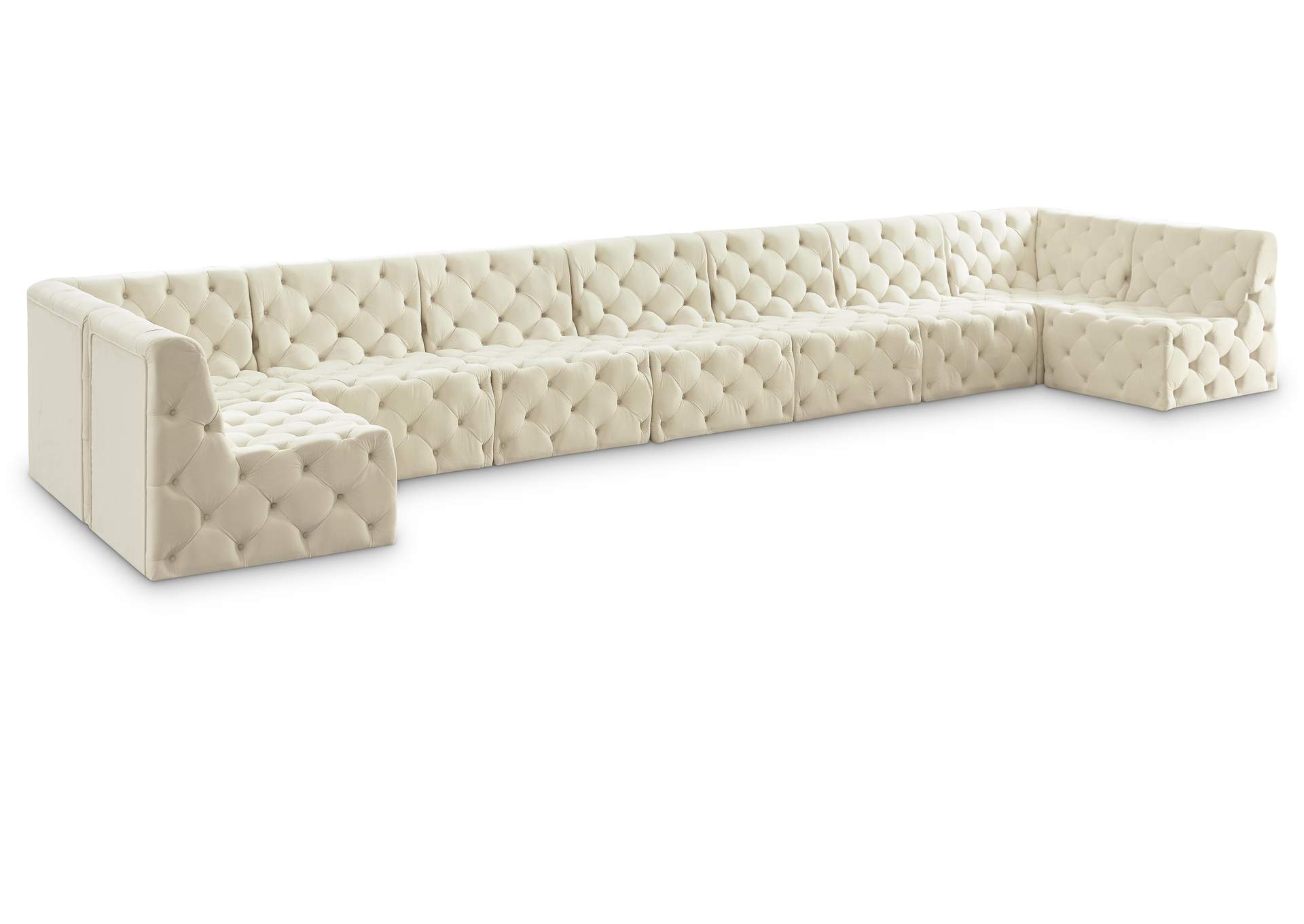 Tuft Cream Velvet Modular Sectional,Meridian Furniture