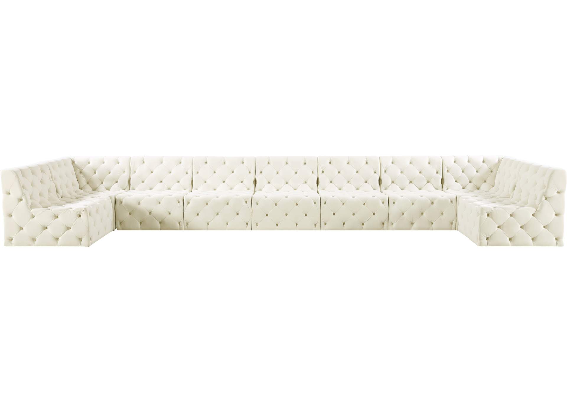 Tuft Cream Velvet Modular Sectional,Meridian Furniture