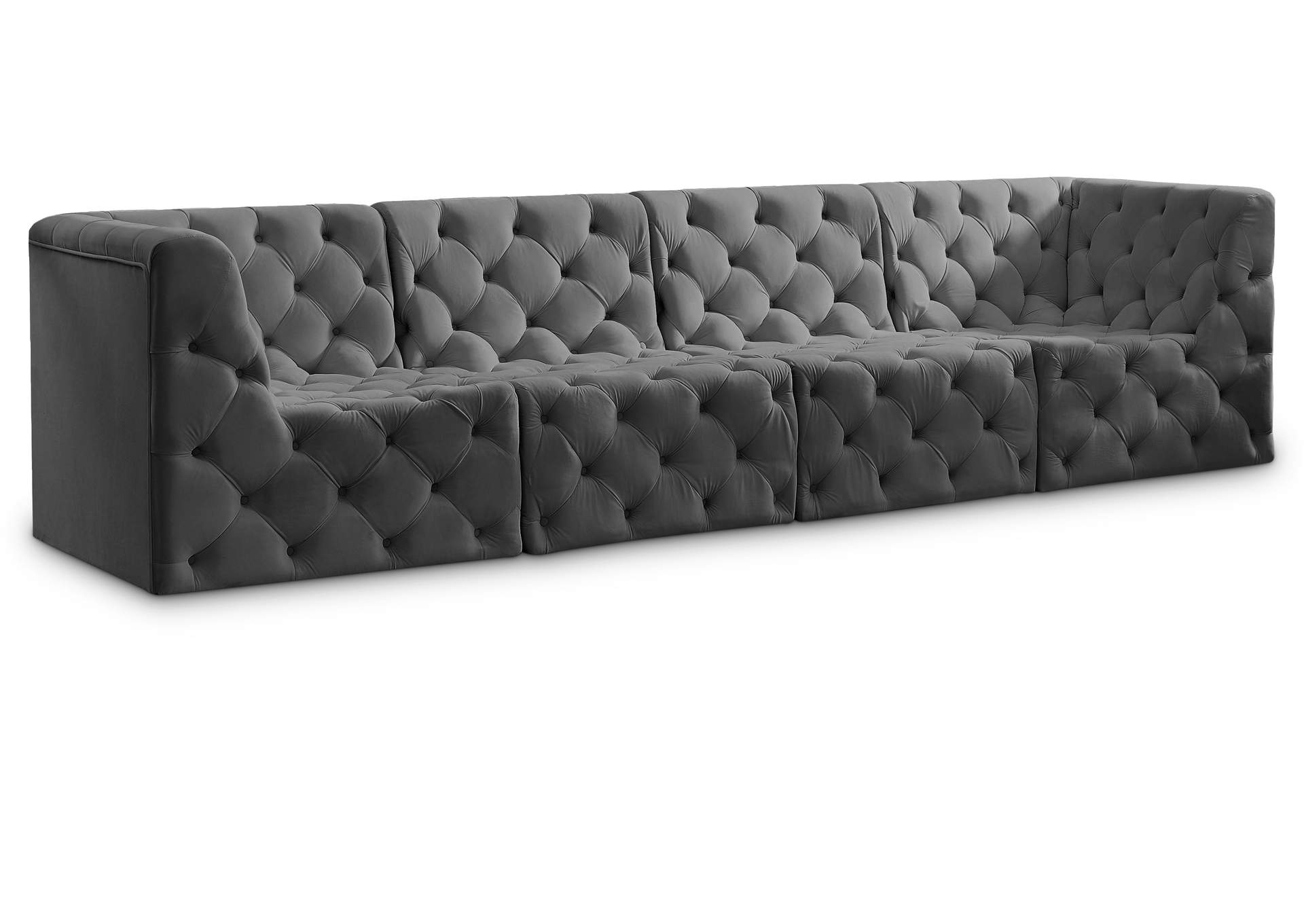 Tuft Grey Velvet Modular Sofa,Meridian Furniture