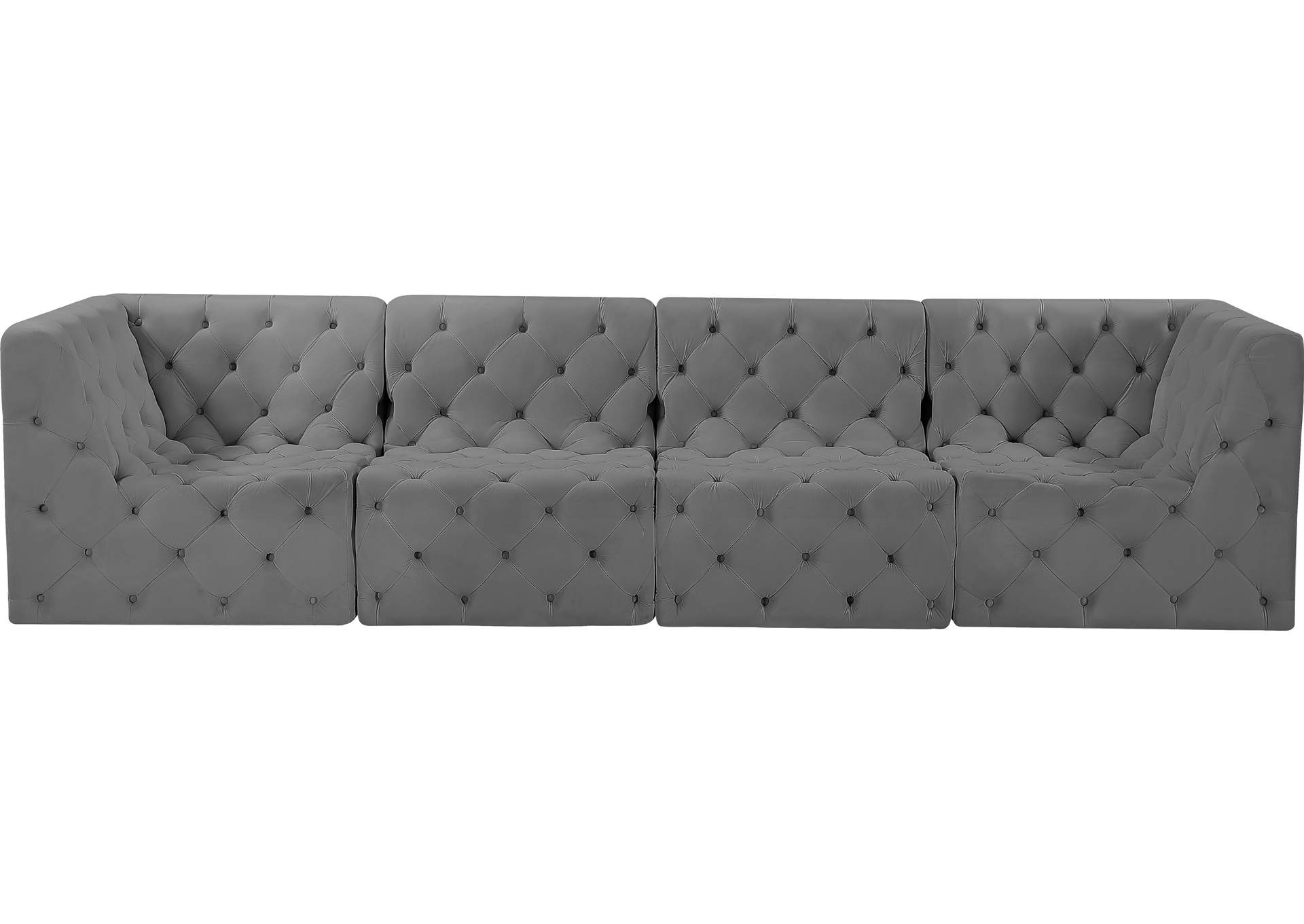 Tuft Grey Velvet Modular Sofa,Meridian Furniture