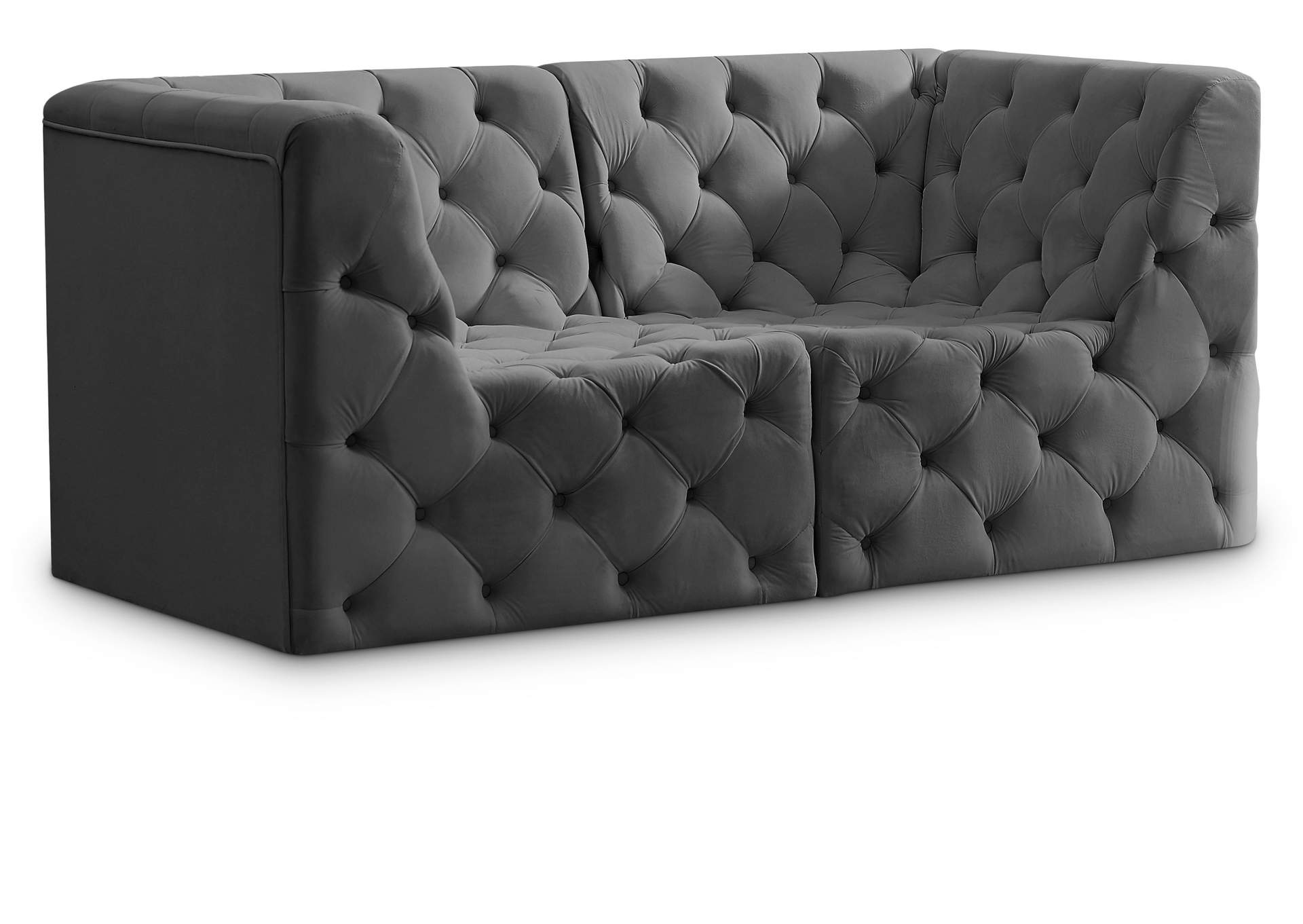 Tuft Grey Velvet Modular Sofa,Meridian Furniture