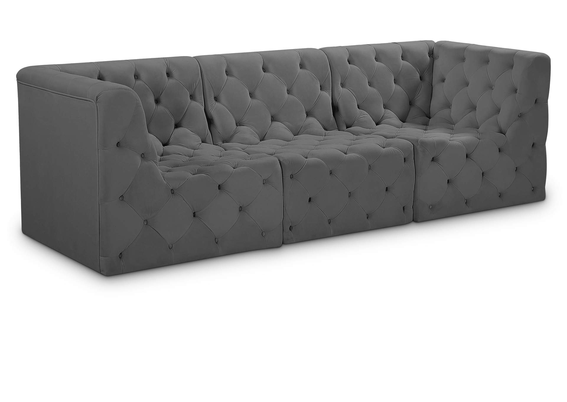 Tuft Grey Velvet Modular Sofa,Meridian Furniture