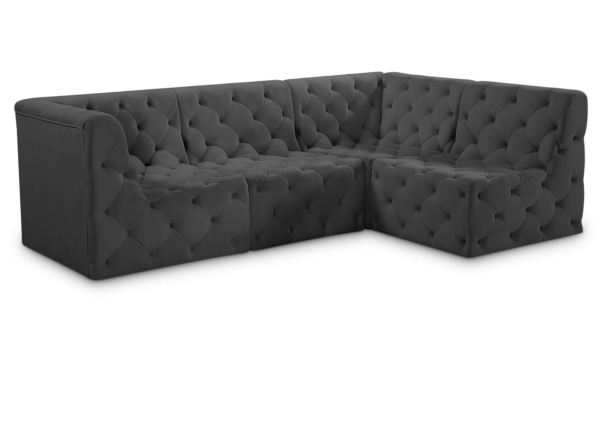 Tuft Grey Velvet Modular Sectional,Meridian Furniture