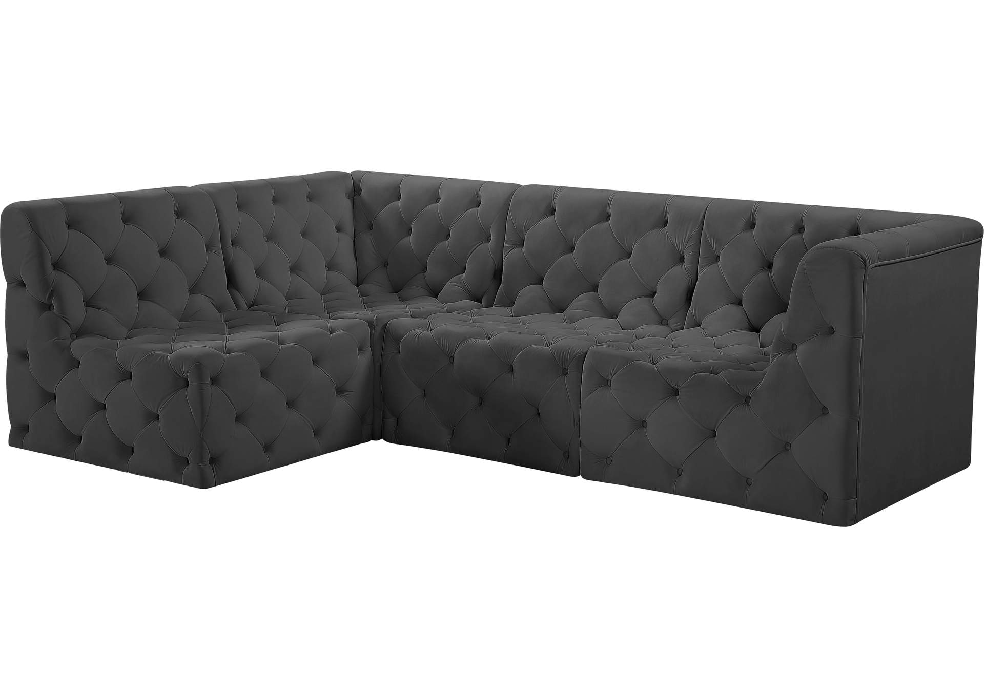 Tuft Grey Velvet Modular Sectional,Meridian Furniture