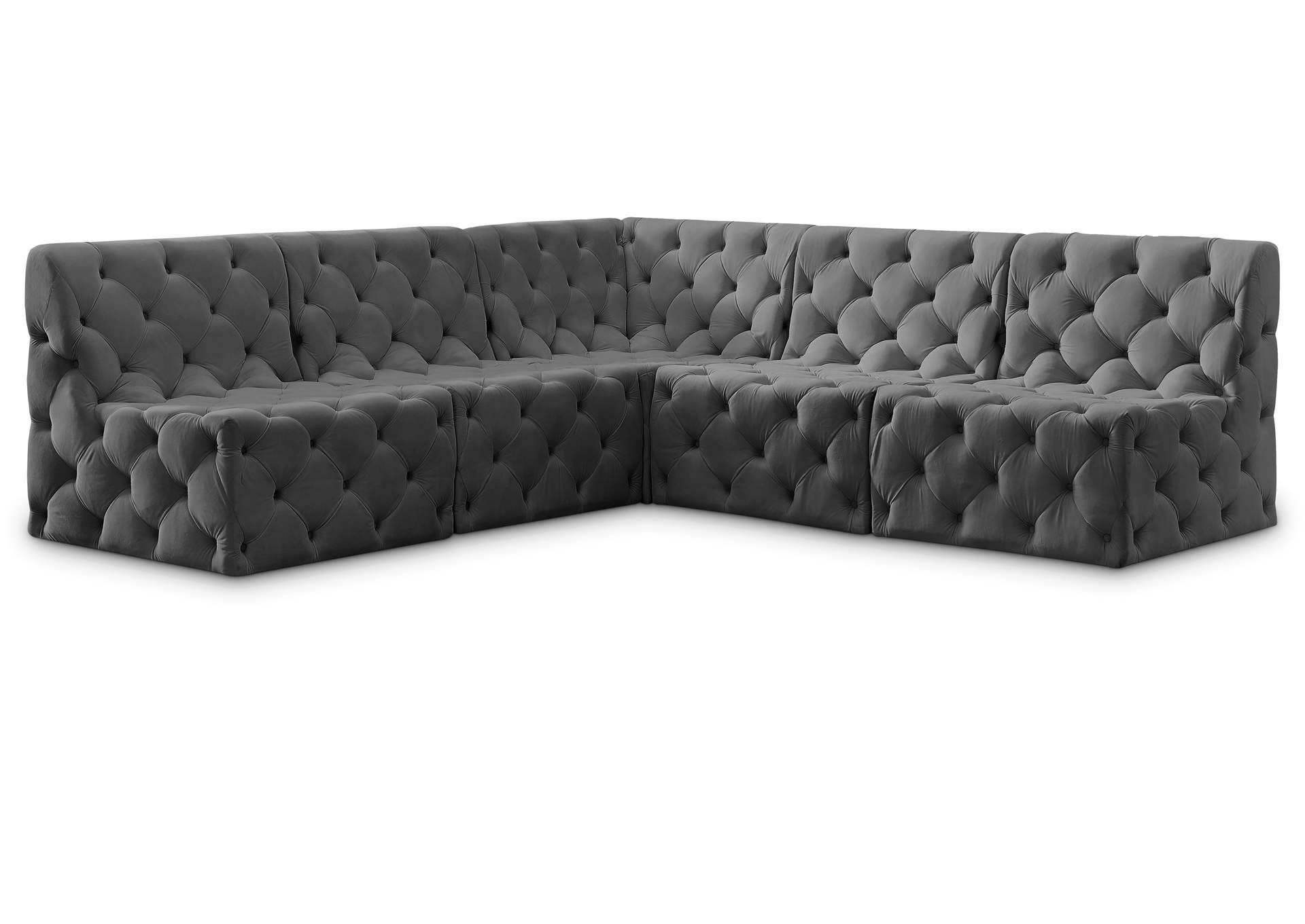 Tuft Grey Velvet Modular Sectional,Meridian Furniture