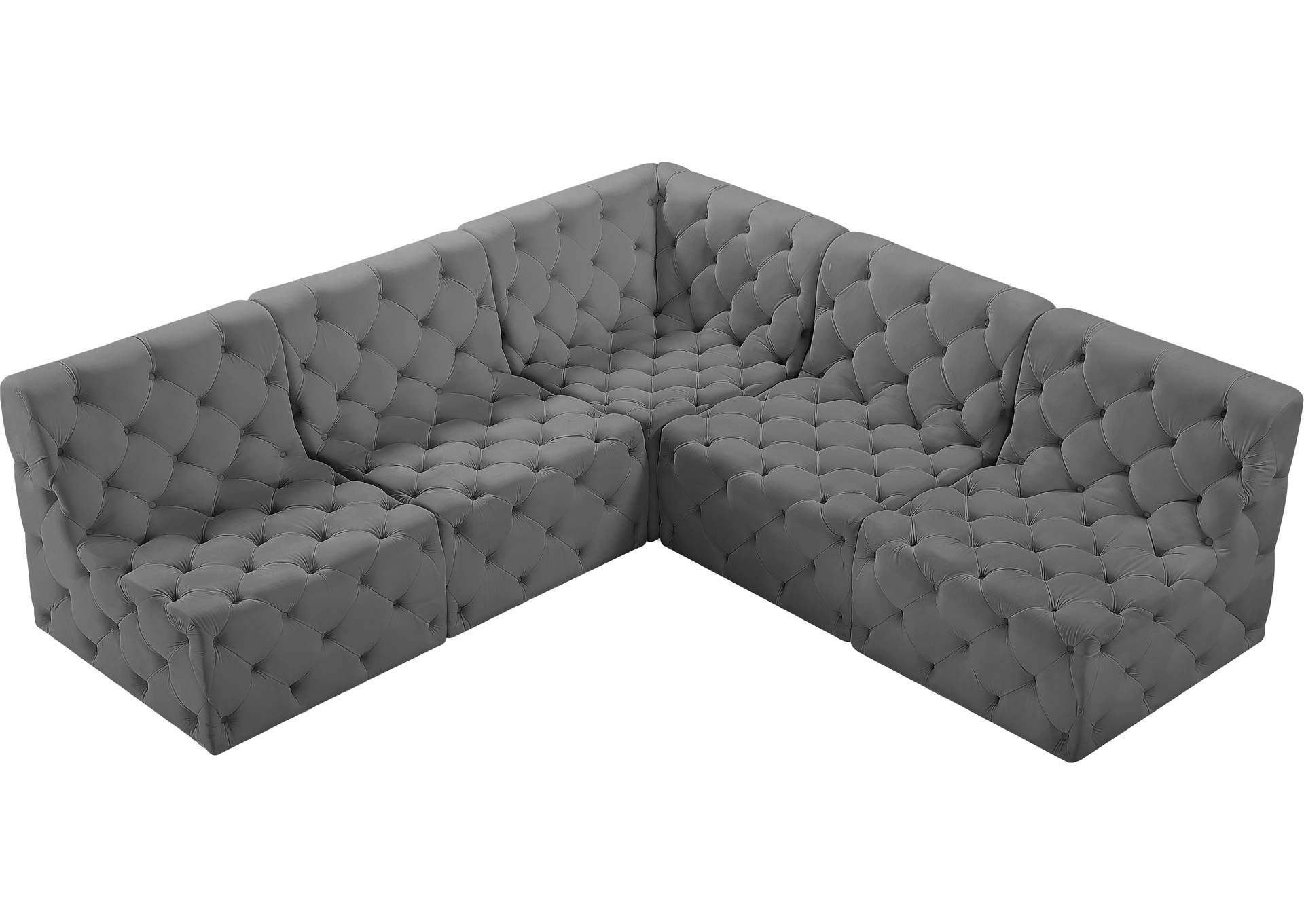 Tuft Grey Velvet Modular Sectional,Meridian Furniture