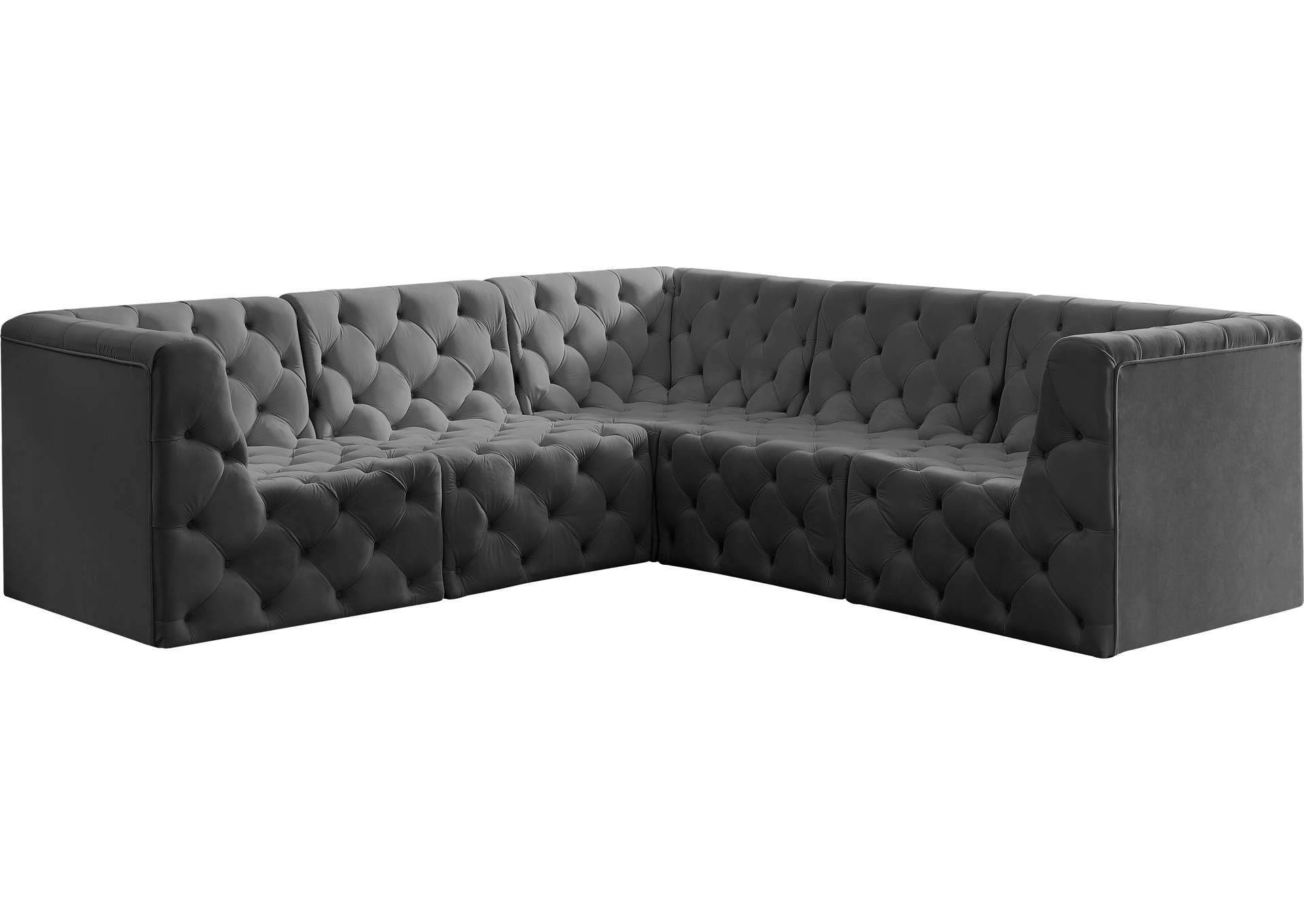 Tuft Grey Velvet Modular Sectional,Meridian Furniture