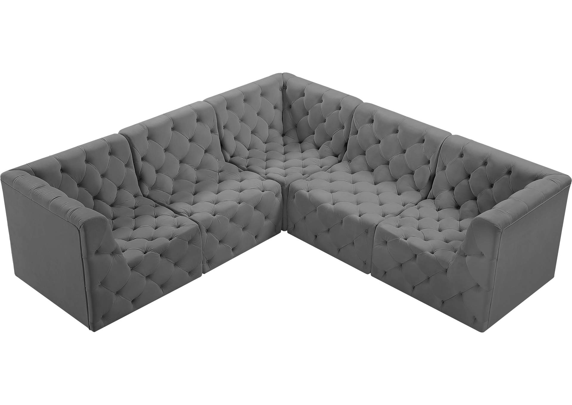 Tuft Grey Velvet Modular Sectional,Meridian Furniture