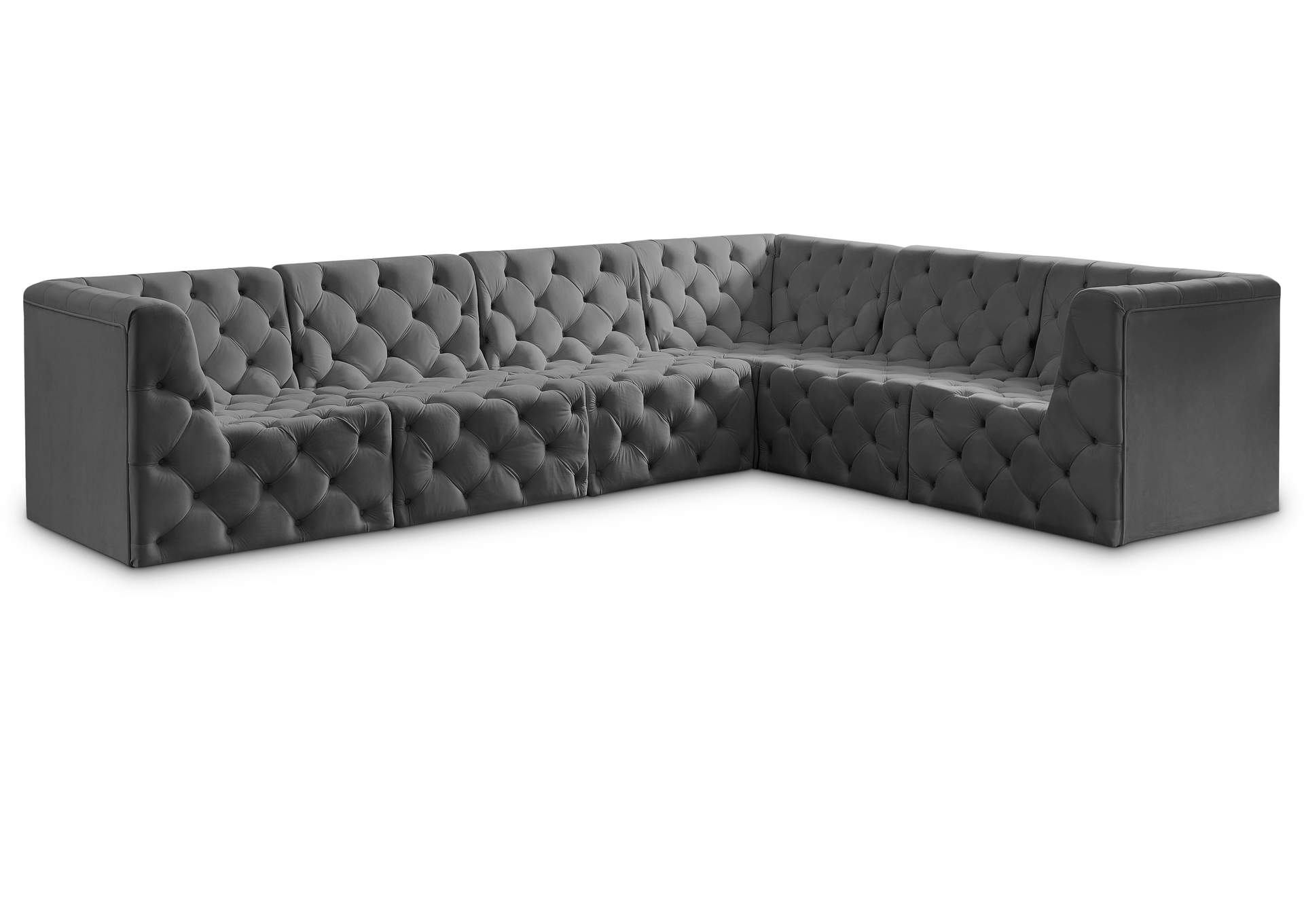 Tuft Grey Velvet Modular Sectional,Meridian Furniture