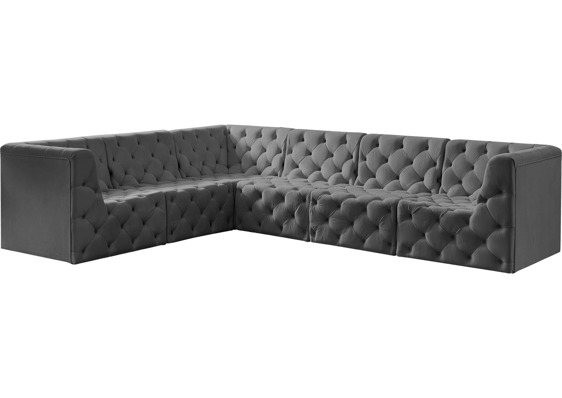 Tuft Grey Velvet Modular Sectional,Meridian Furniture