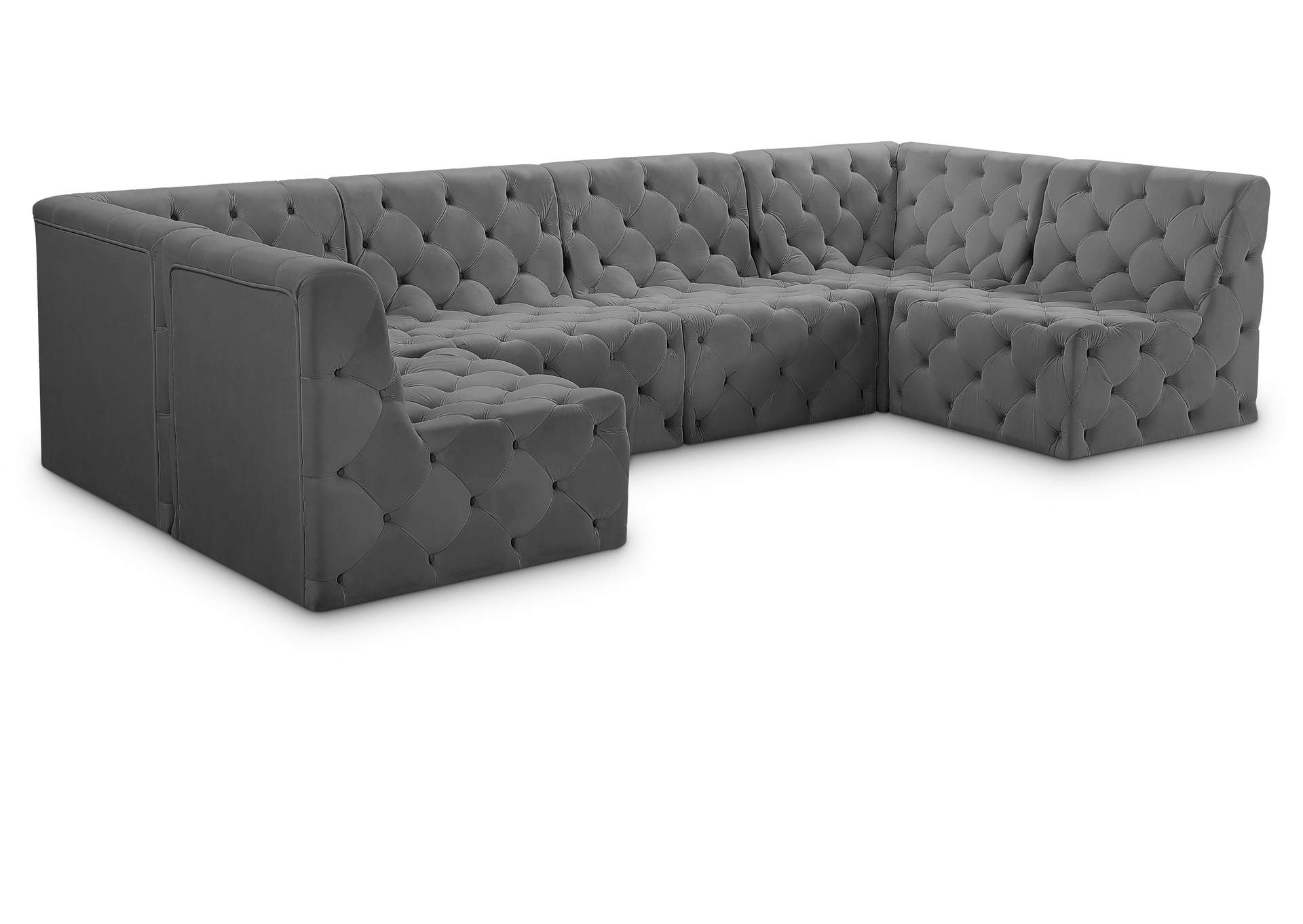 Tuft Grey Velvet Modular Sectional,Meridian Furniture