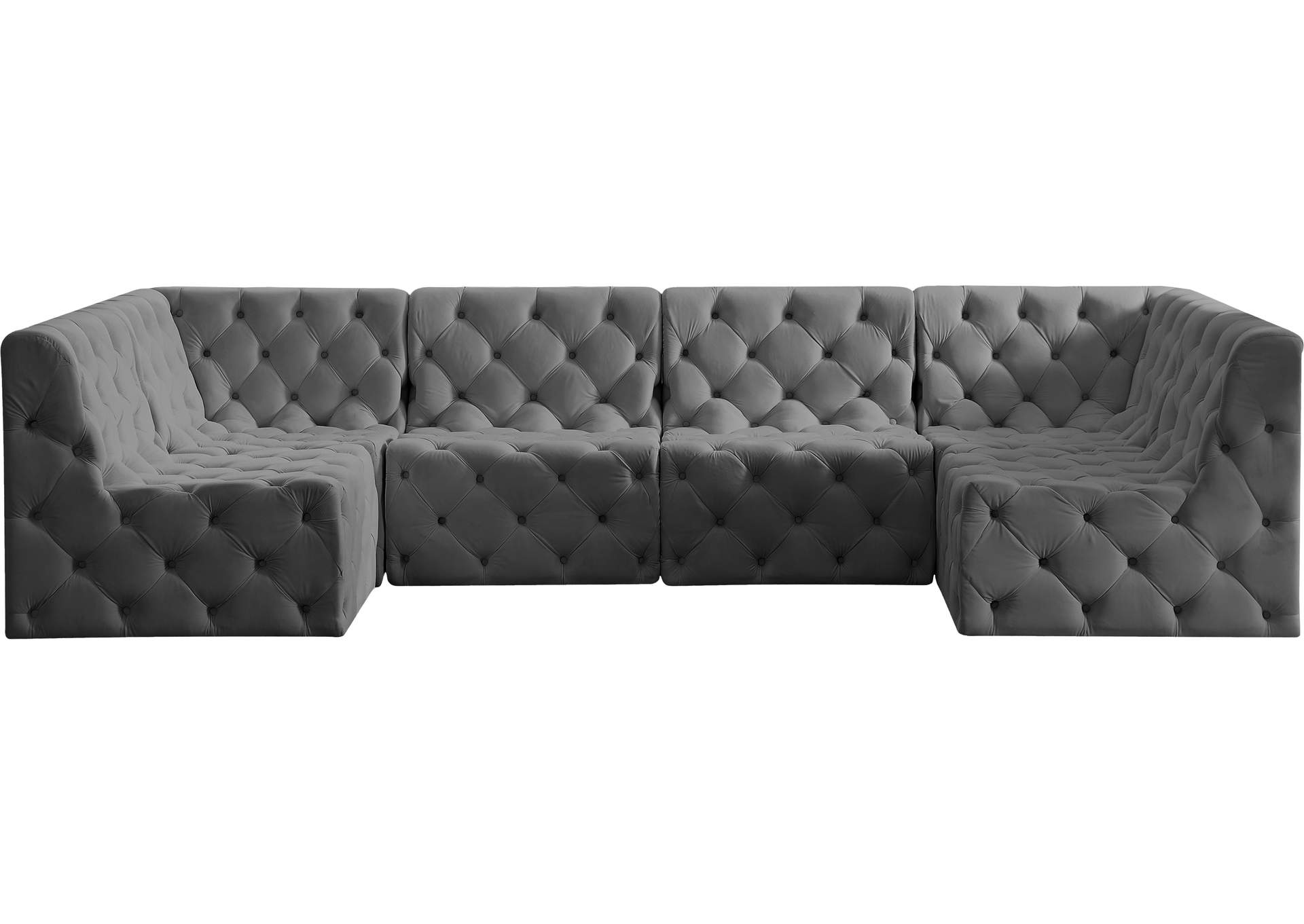 Tuft Grey Velvet Modular Sectional,Meridian Furniture