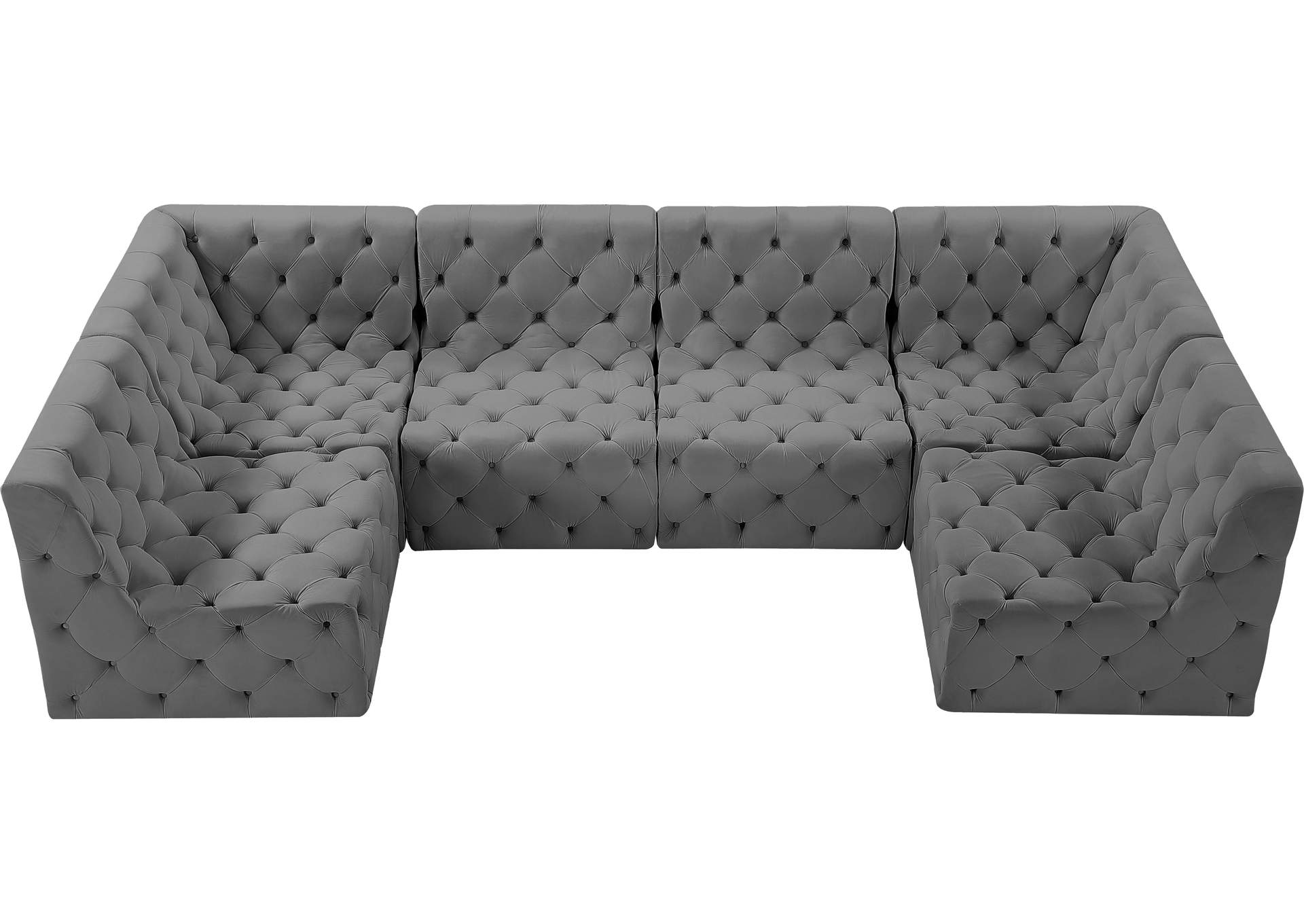 Tuft Grey Velvet Modular Sectional,Meridian Furniture