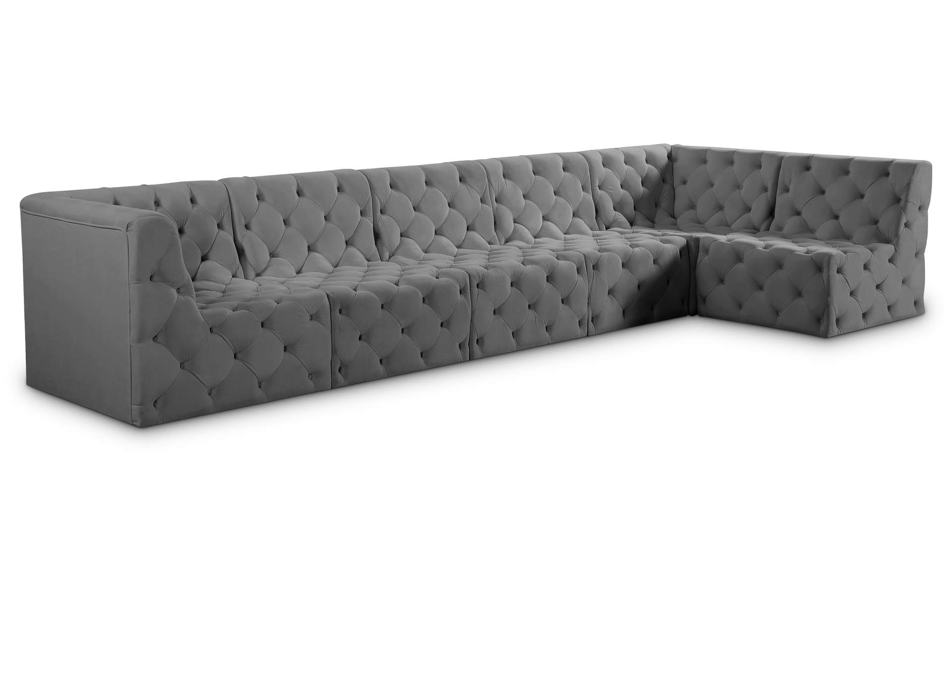 Tuft Grey Velvet Modular Sectional,Meridian Furniture