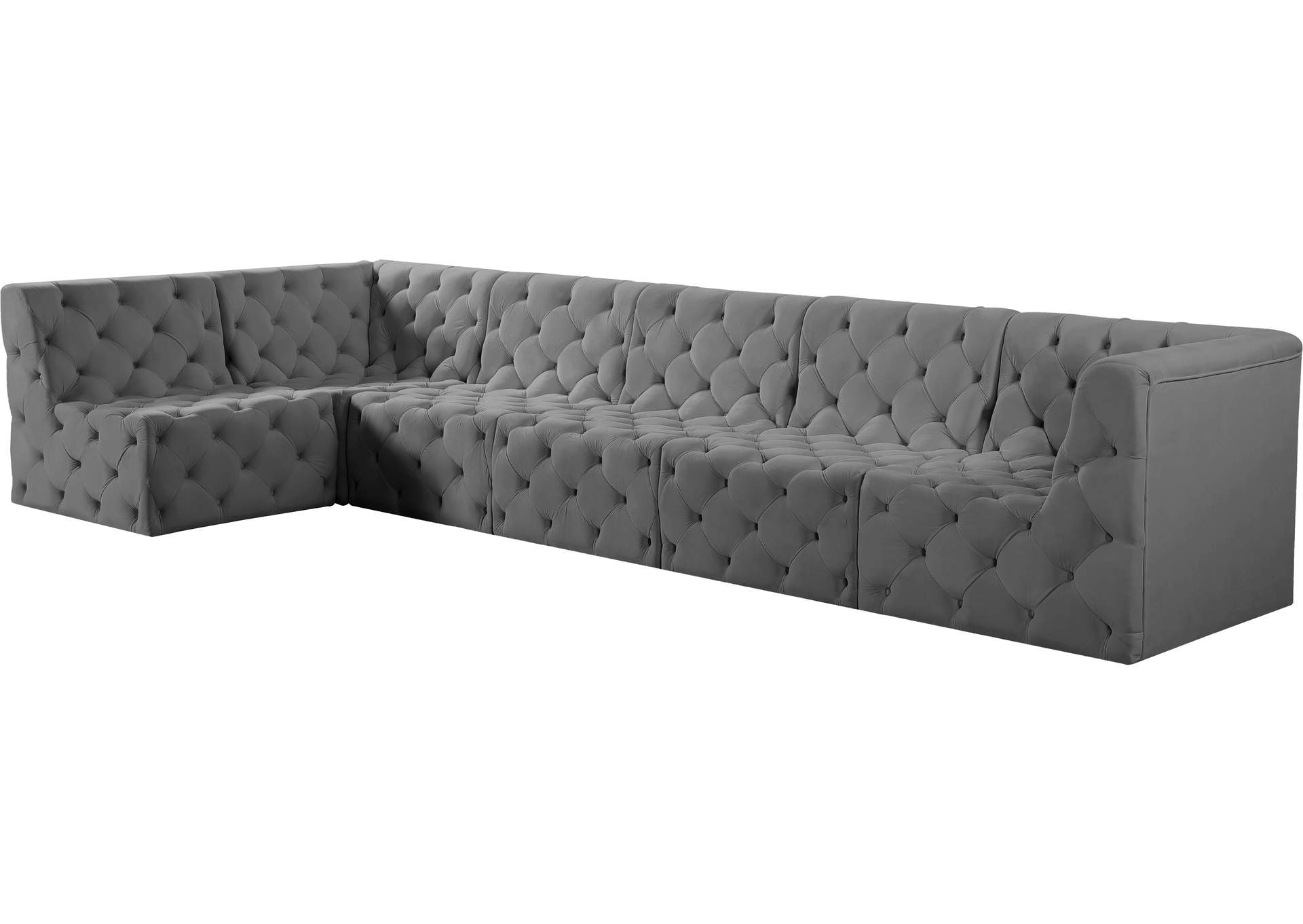 Tuft Grey Velvet Modular Sectional,Meridian Furniture