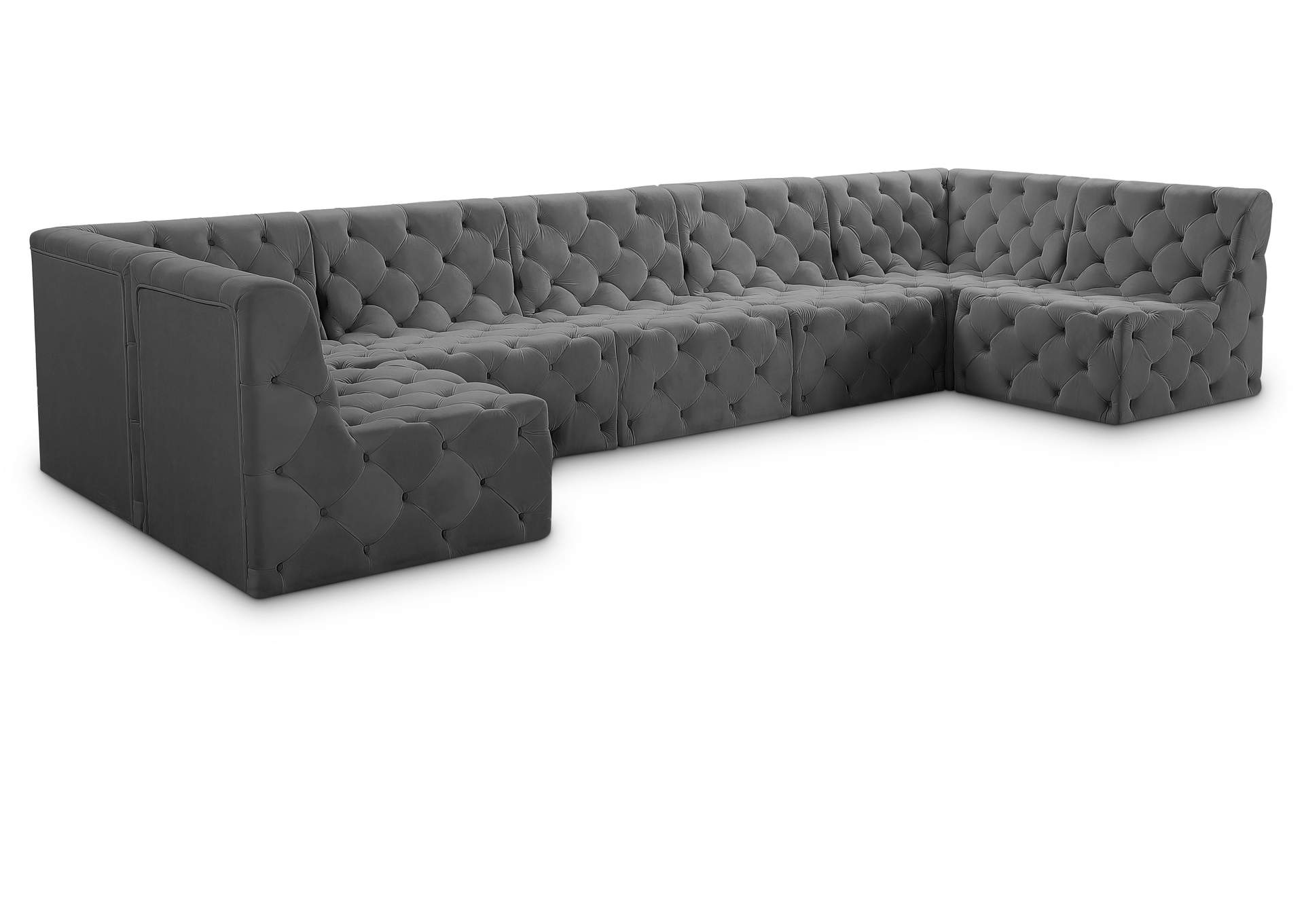 Tuft Grey Velvet Modular Sectional,Meridian Furniture