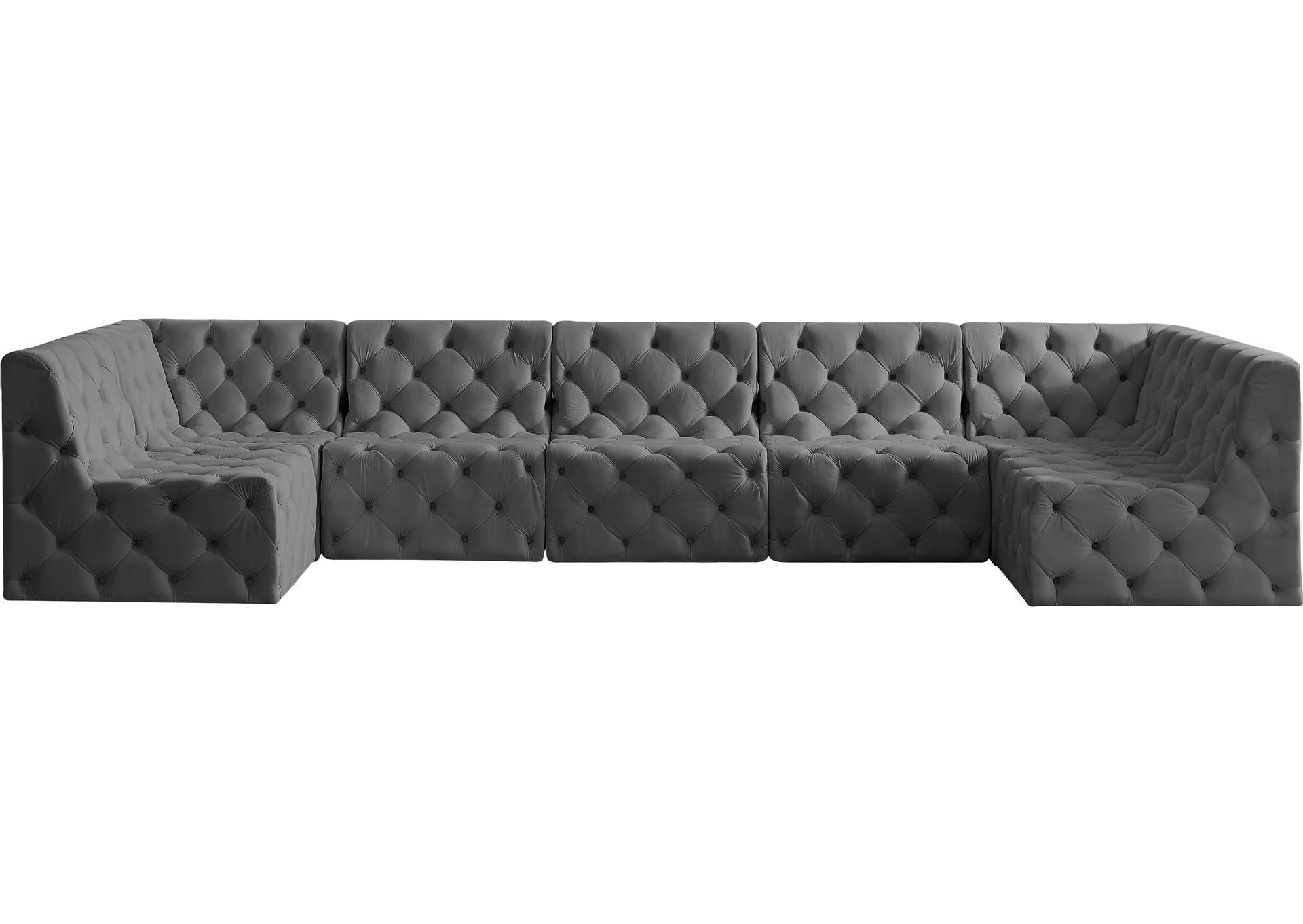 Tuft Grey Velvet Modular Sectional,Meridian Furniture