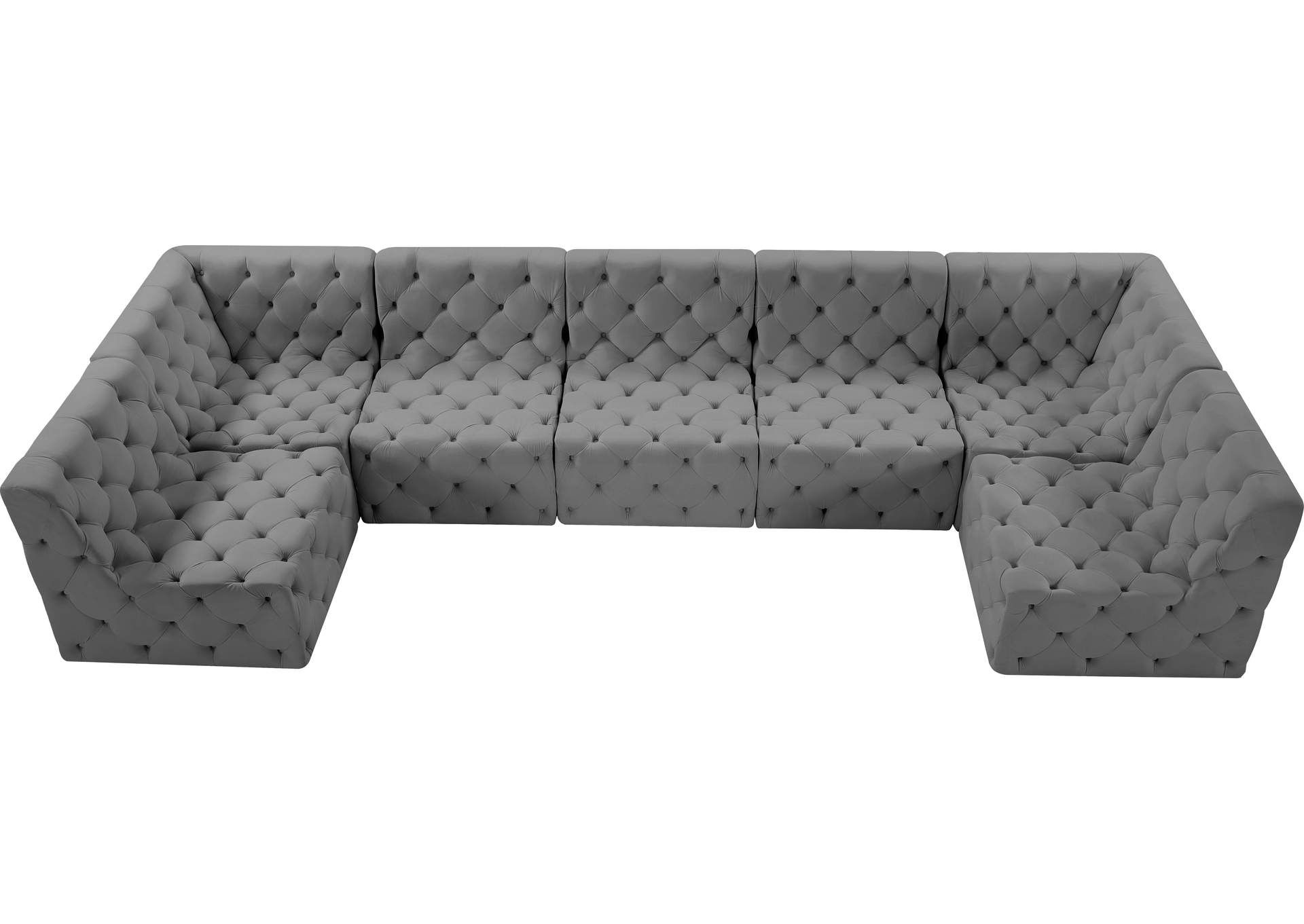 Tuft Grey Velvet Modular Sectional,Meridian Furniture