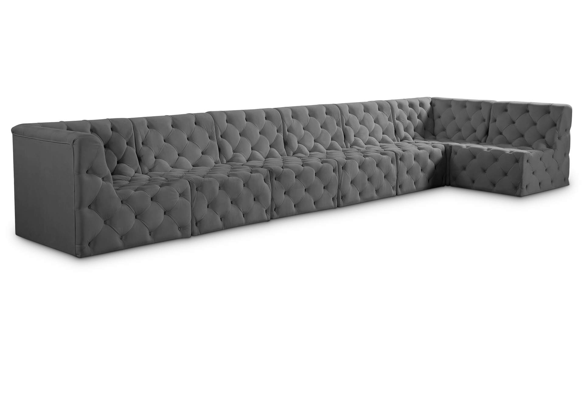 Tuft Grey Velvet Modular Sectional,Meridian Furniture