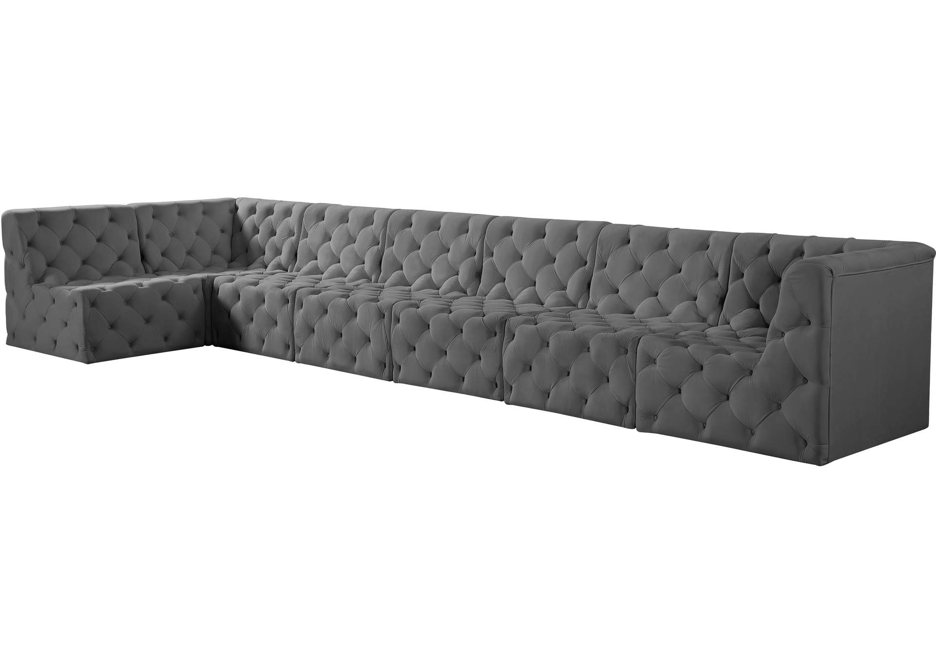 Tuft Grey Velvet Modular Sectional,Meridian Furniture