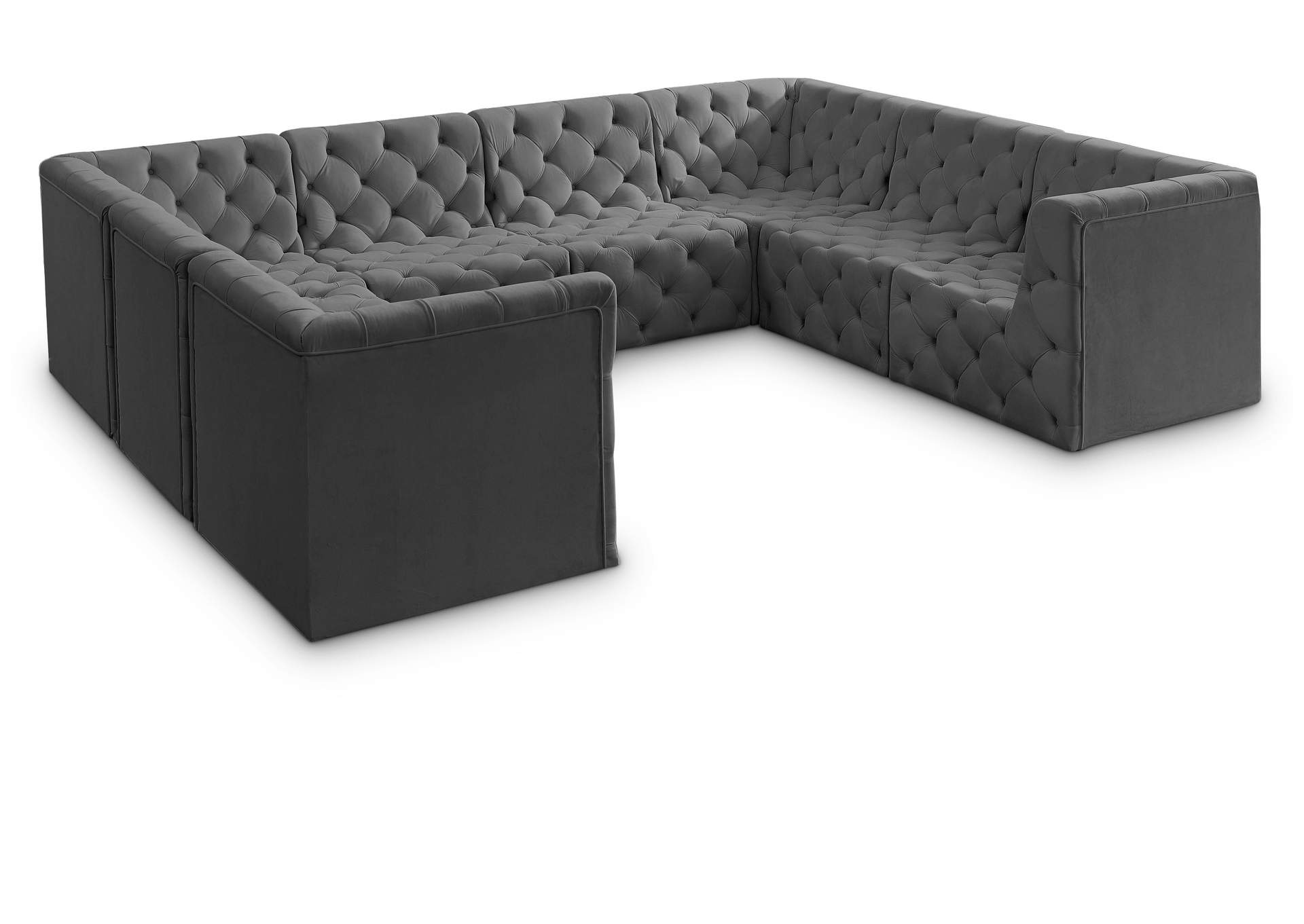 Tuft Grey Velvet Modular Sectional,Meridian Furniture