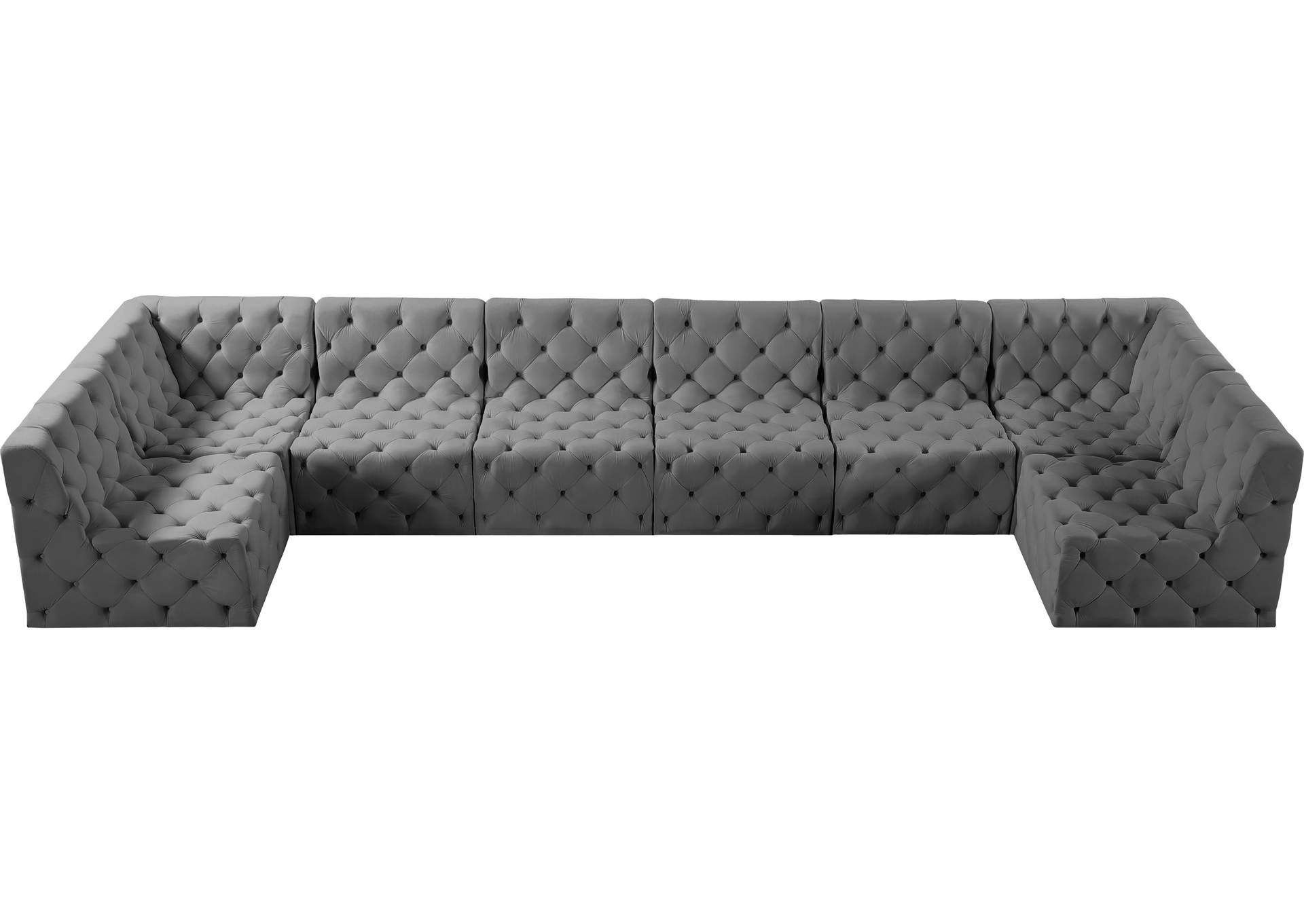 Tuft Grey Velvet Modular Sectional,Meridian Furniture