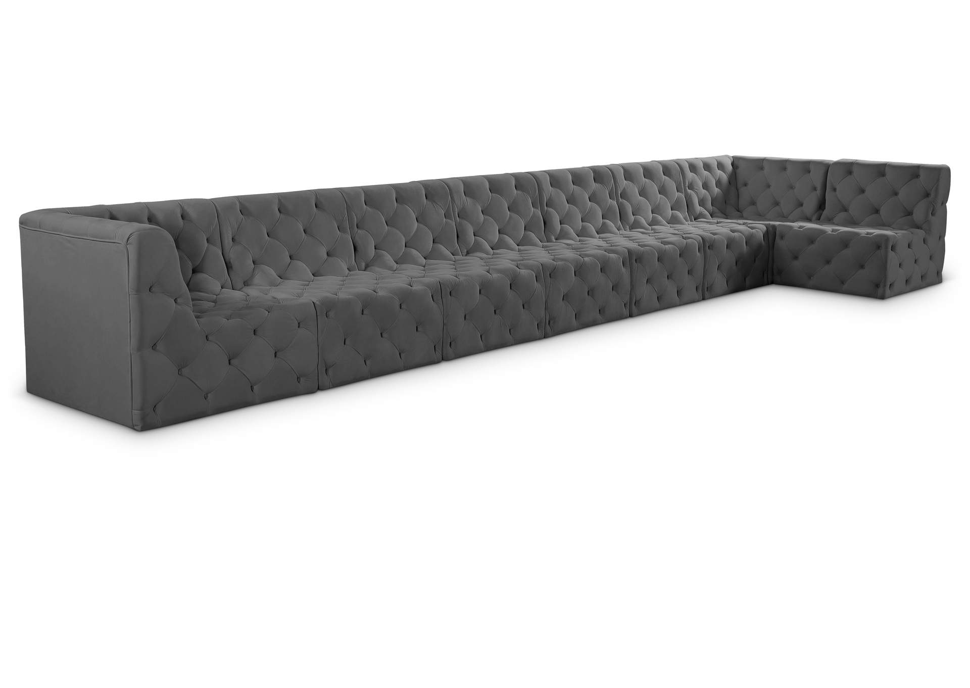 Tuft Grey Velvet Modular Sectional,Meridian Furniture