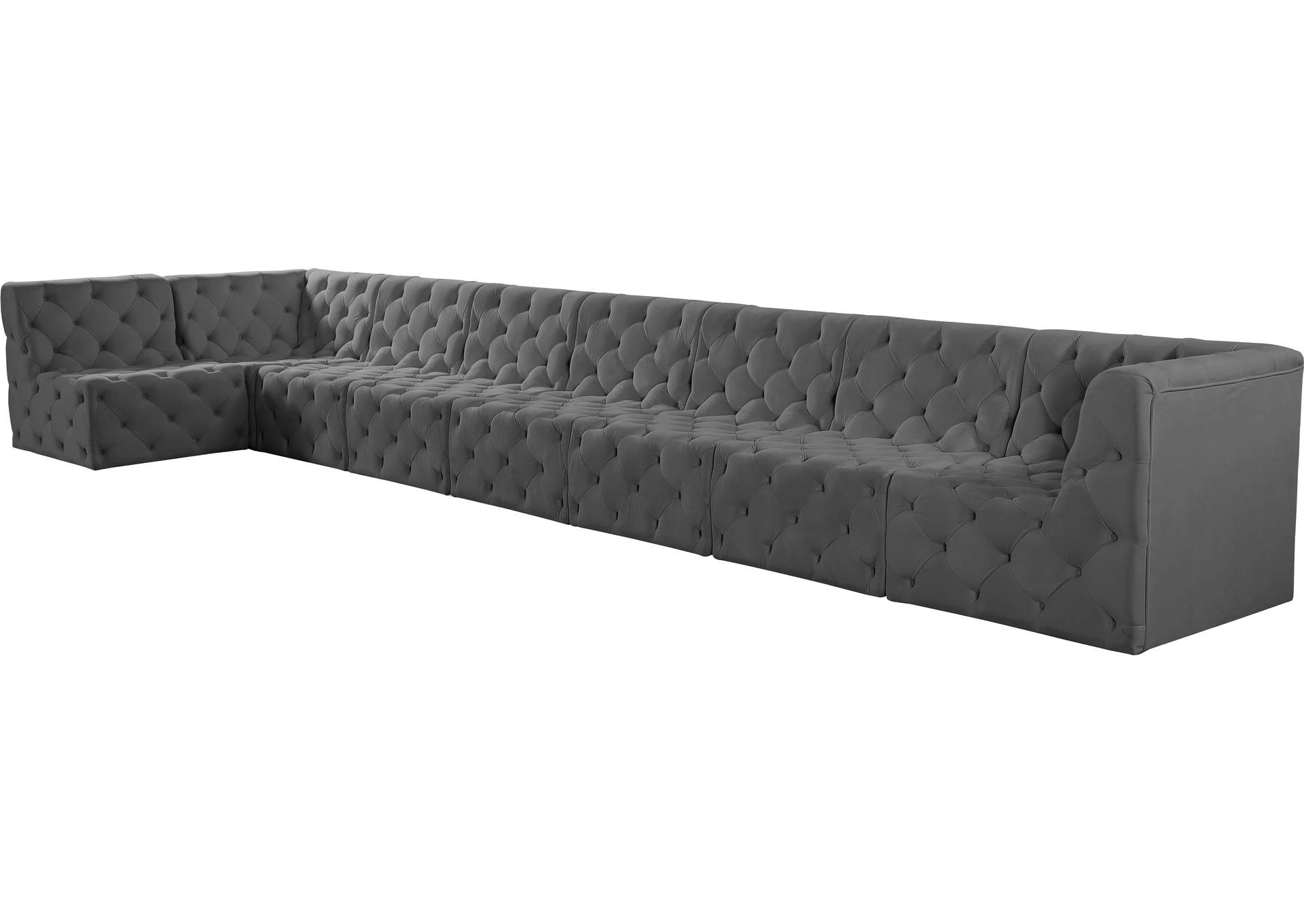 Tuft Grey Velvet Modular Sectional,Meridian Furniture