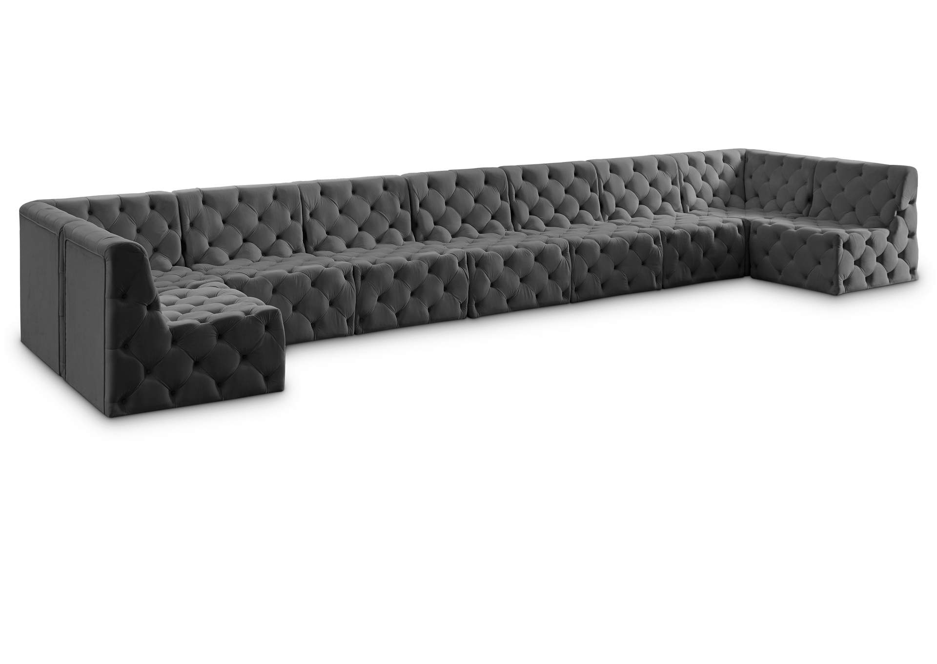 Tuft Grey Velvet Modular Sectional,Meridian Furniture