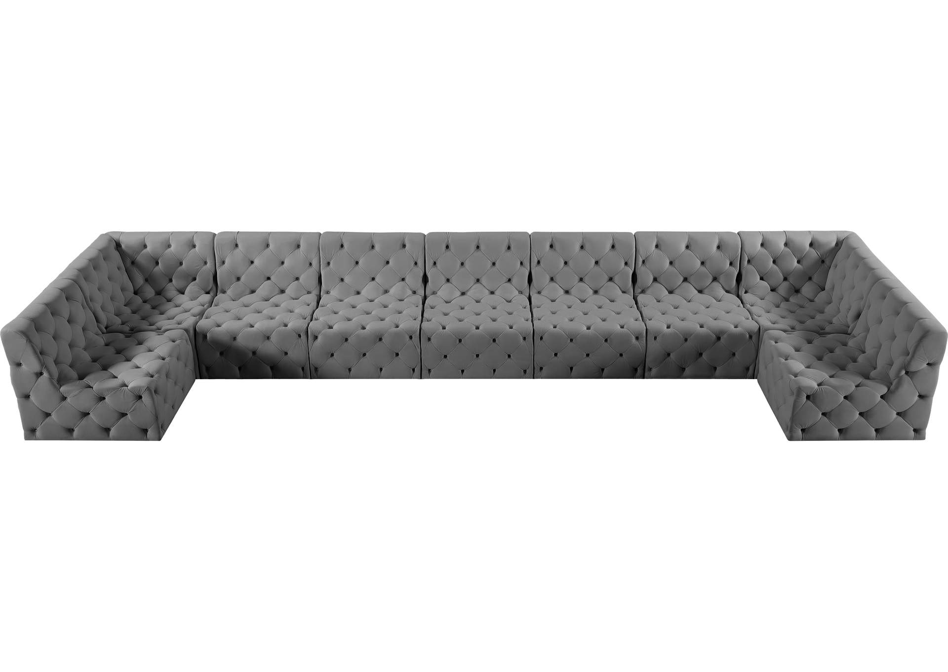 Tuft Grey Velvet Modular Sectional,Meridian Furniture